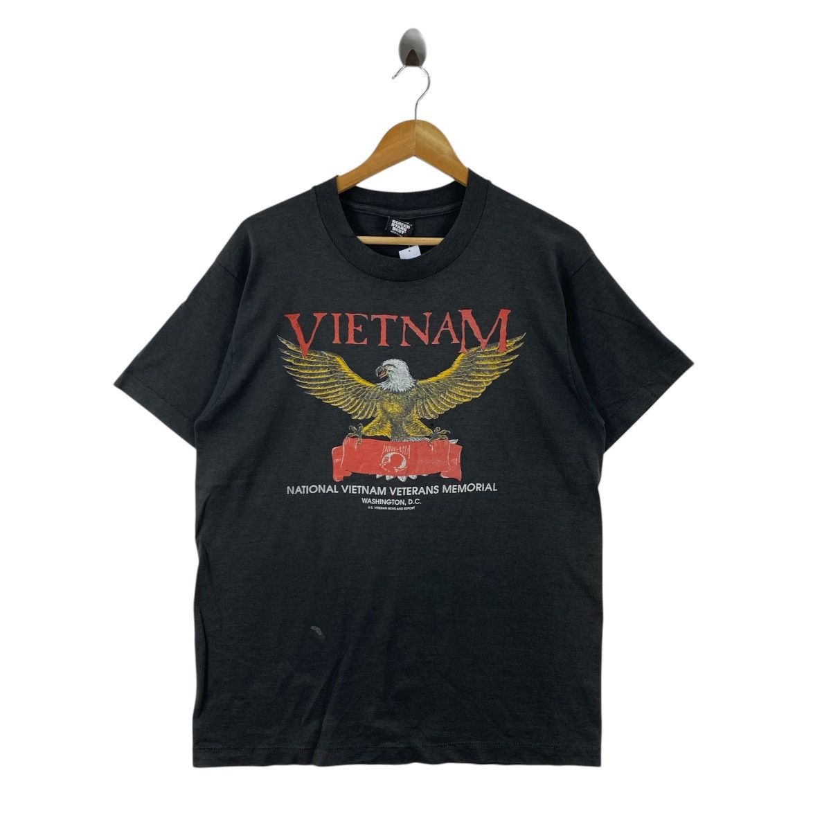 Vintage Vtg 80s Vietnam Veterans Memorial Eagle Tee Screen Stars L Size US L / EU 52-54 / 3 - 1 Thumbnail