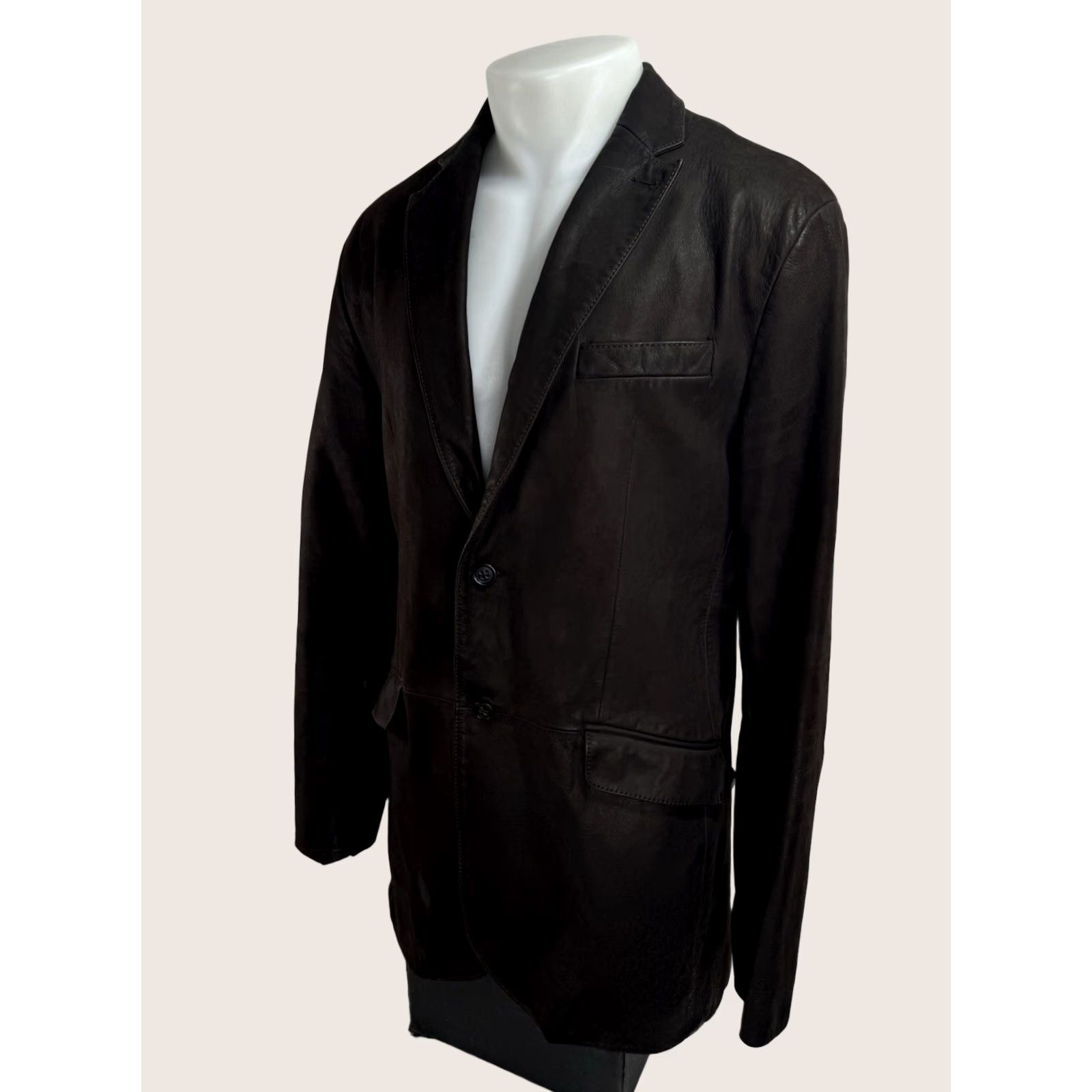 Banana Republic BANANA REPUBLIC - Nubuck Leather Heavy Duty 42 Long Blazer Jacket Men Brown 90s Style"} Size 42R - 1 Thumbnail