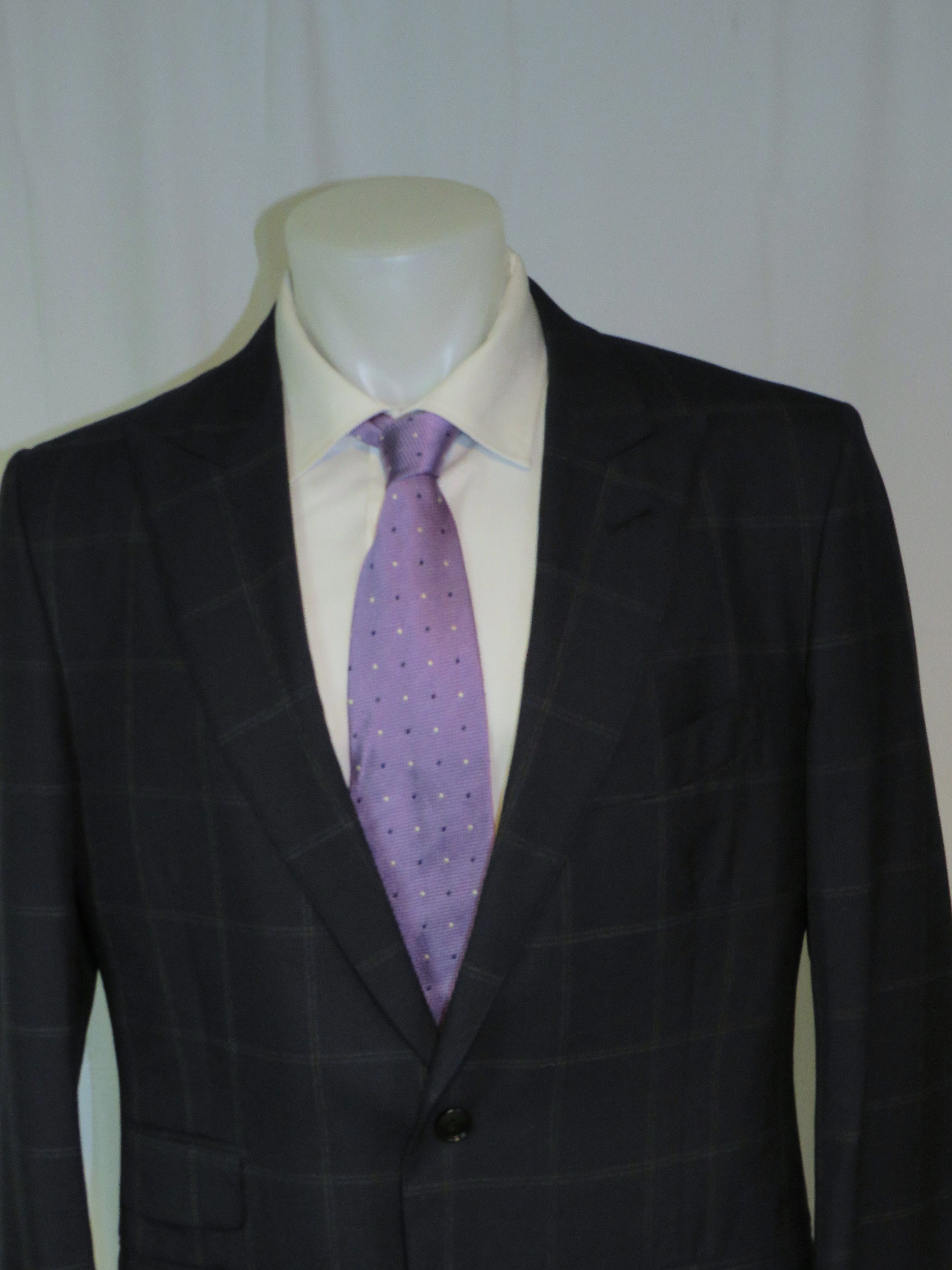 Tom Ford O'Connor Current Navy Windowpane Two Button Suit 46R Size 46R - 4 Thumbnail