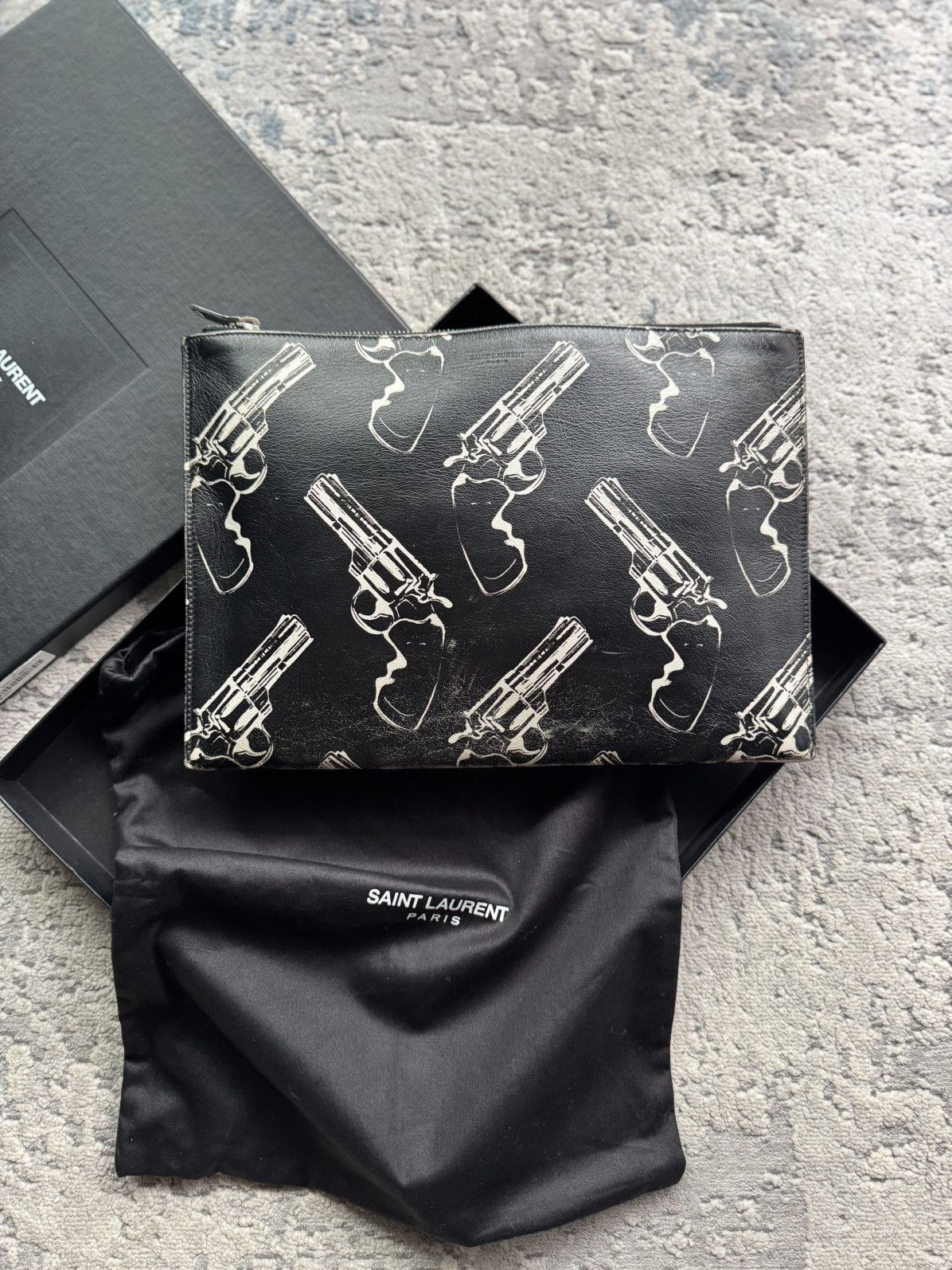 Saint Laurent Paris Saint Laurent Pop Gun Zipped Leather Clutch Bag Size ONE SIZE - 2 Thumbnail
