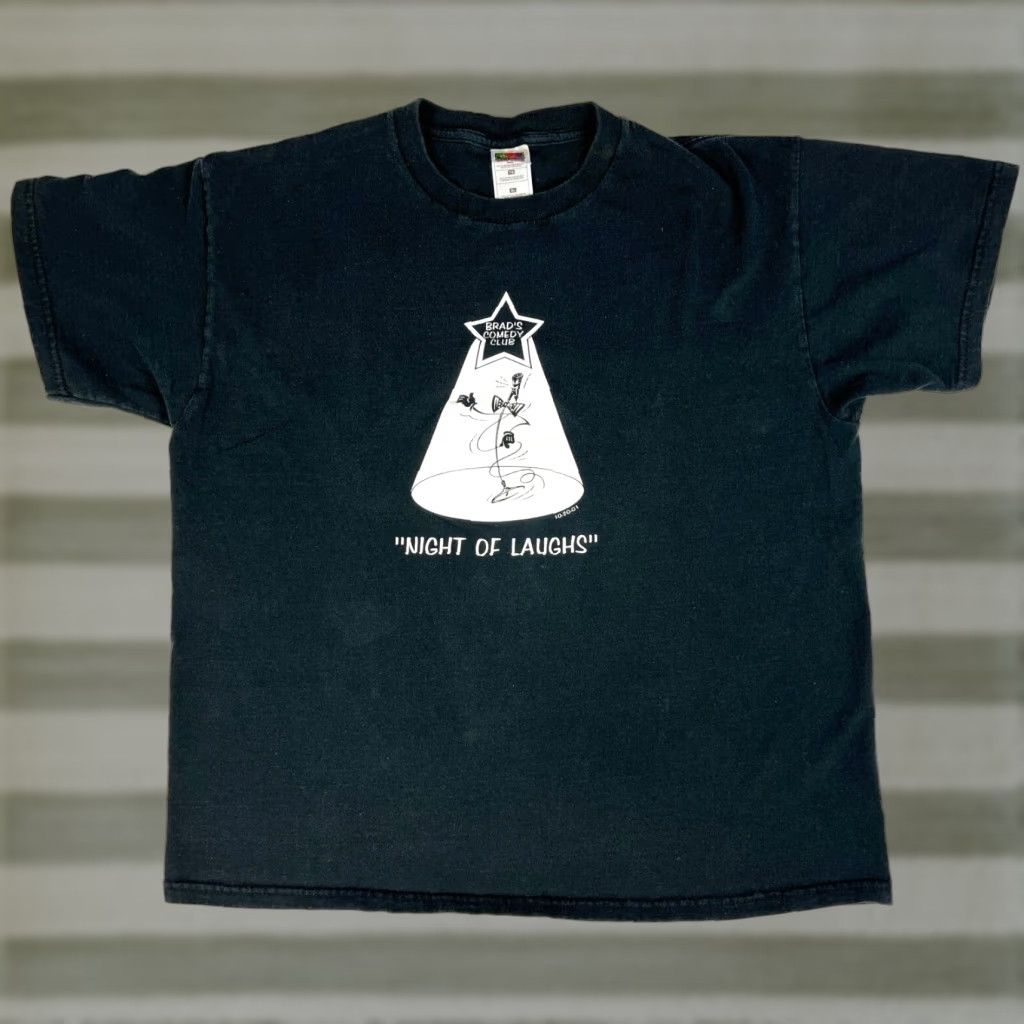 Fruit Of The Loom Men's Vintage 2001 Brad's Comedy Club Night of Laughs T-Shirt XL Black Cotton Fruit of the Loom Shirt Adults XL Men Size US XL / EU 56 / 4 - 1 Thumbnail