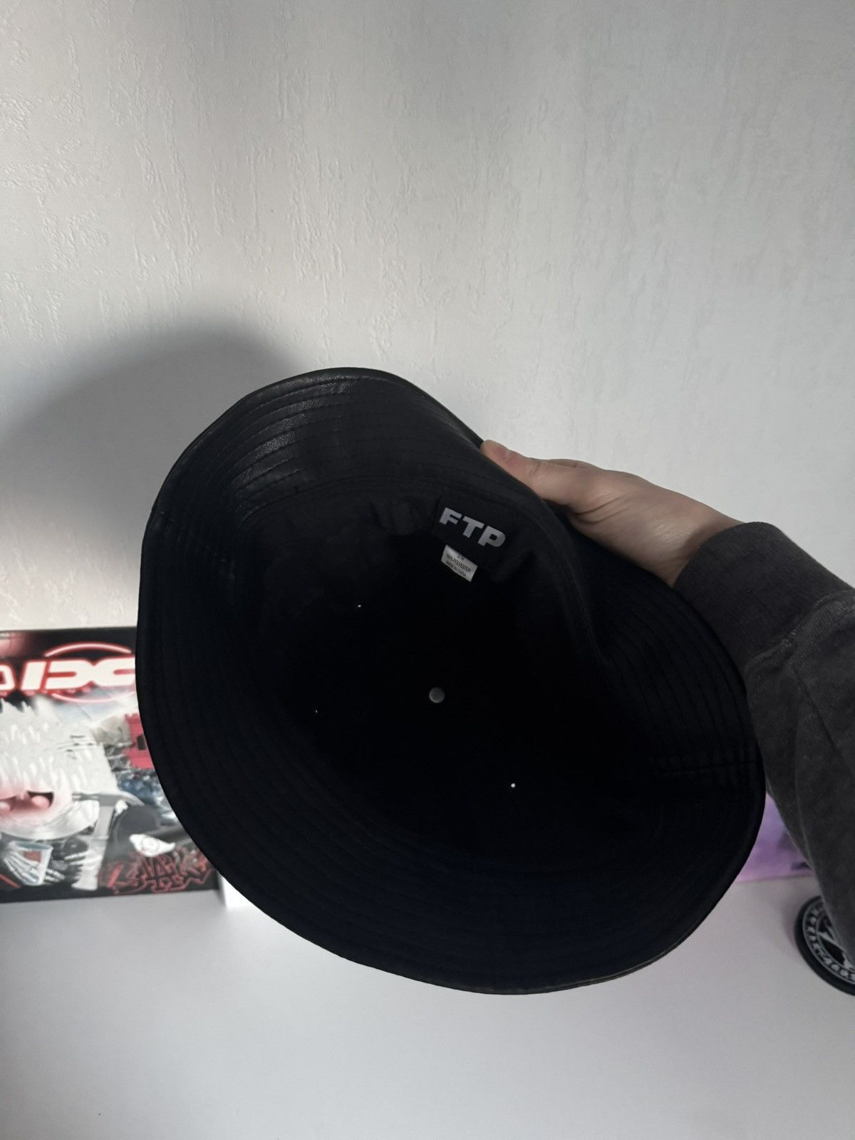 Fuck The Population FTP Leather Monogram Bucket Hat Black All Over Logo OG Rare Size ONE SIZE - 7 Thumbnail