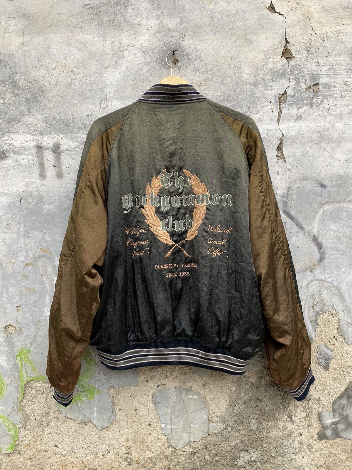 Japanese Brand 80s Frensham “The Back Gammon Club” Final Home Style Bomber Size US XL / EU 56 / 4 - 1 Thumbnail
