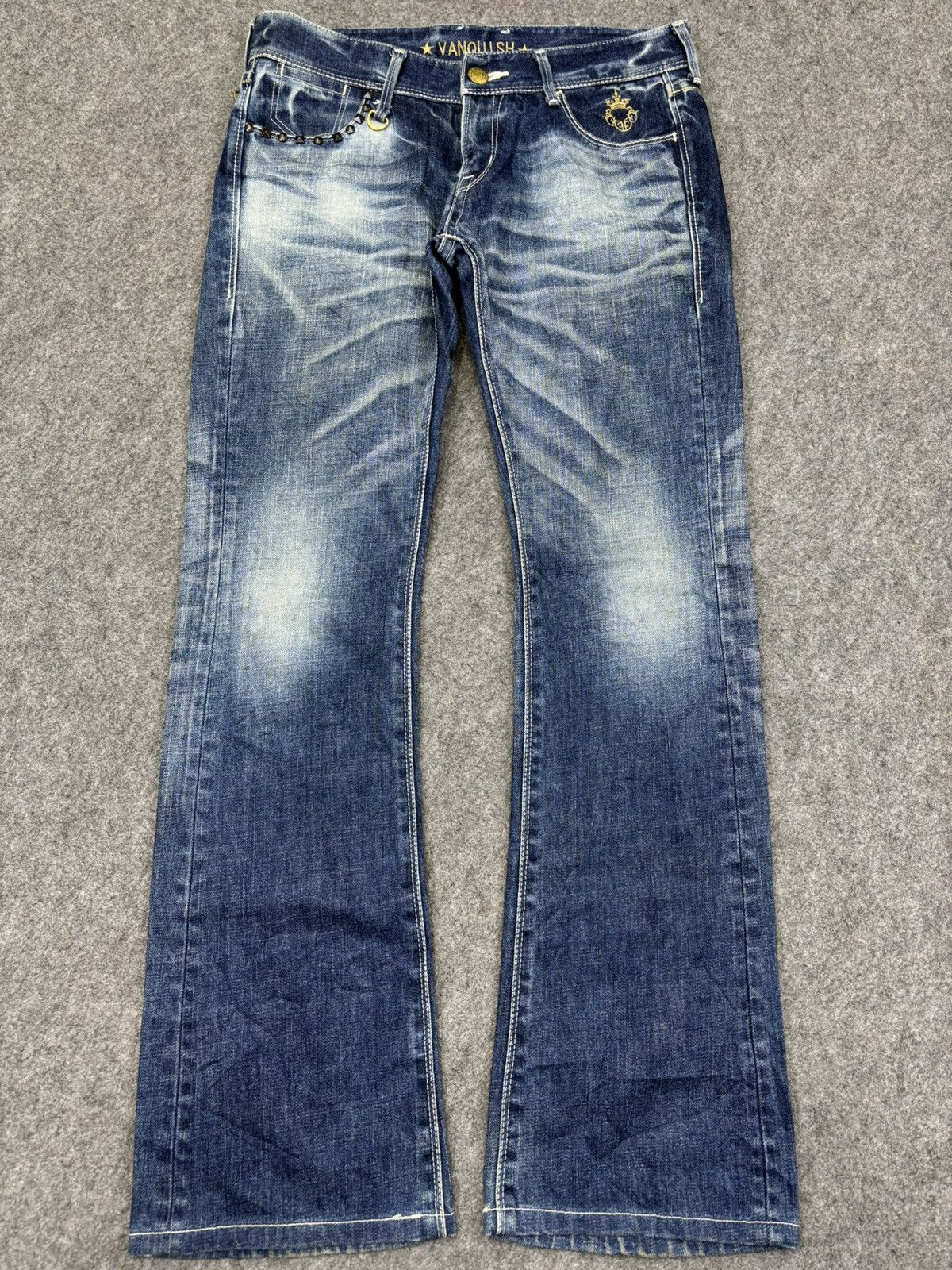 Vanquish 💥Flare💥Vanquish Crazy Fades Low Rise Spiky Flare Denim K1 Size US 32 / EU 48 - 15 Thumbnail
