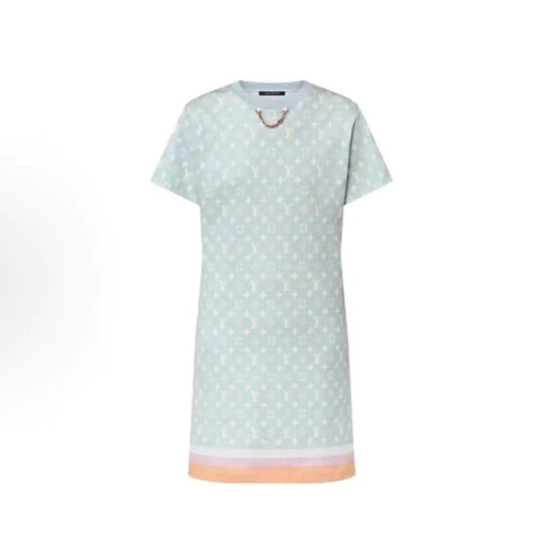 Louis Vuitton Louis Vuitton Sky Blue Women's Dress 0089 Size XS / US 0-2 / IT 36-38 - 1 Thumbnail