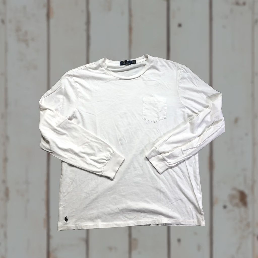 Polo Ralph Lauren Polo Ralph Lauren Shirt Mens XL White Long Sleeve Pocket Tee Pony Logo Crewneck Size US XL / EU 56 / 4 - 1 Thumbnail