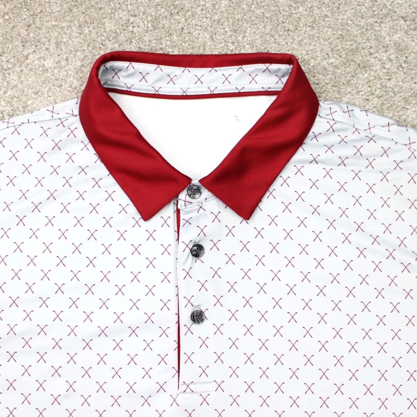 Vintage Maelreg Polo Shirt Mens XL Gray/Red Golf Club All Over Print S/S Shirt Polo Stadium Sports Shirt Mens XL Gray/Red 90s Size US XL / EU 56 / 4 - 6 Thumbnail