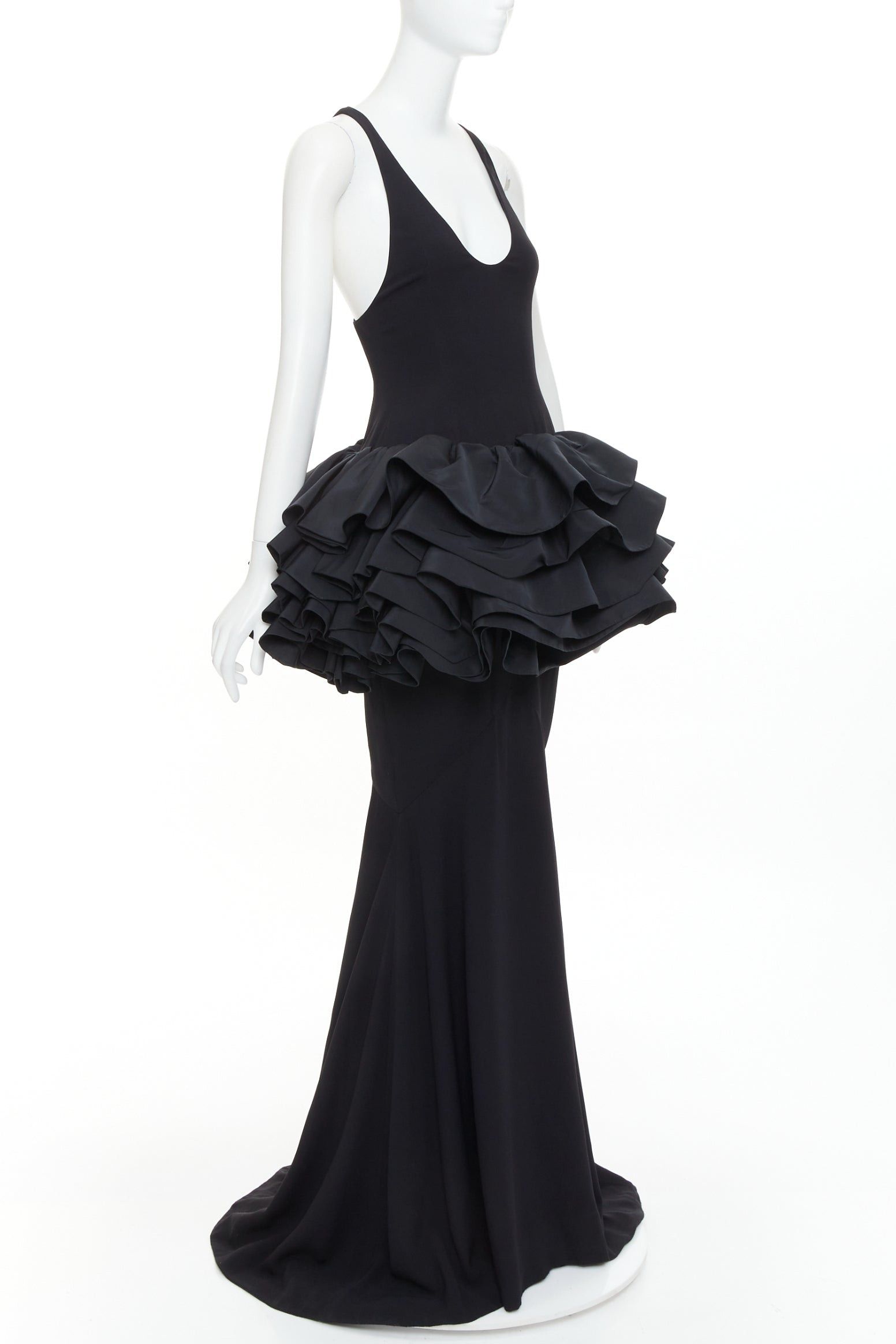 Alexandre Vauthier rare ALEXANDRE VAUTHIER COUTURE black scoop neck ruffle peplum evening gown dress Size S / US 4 / IT 40 - 1 Thumbnail