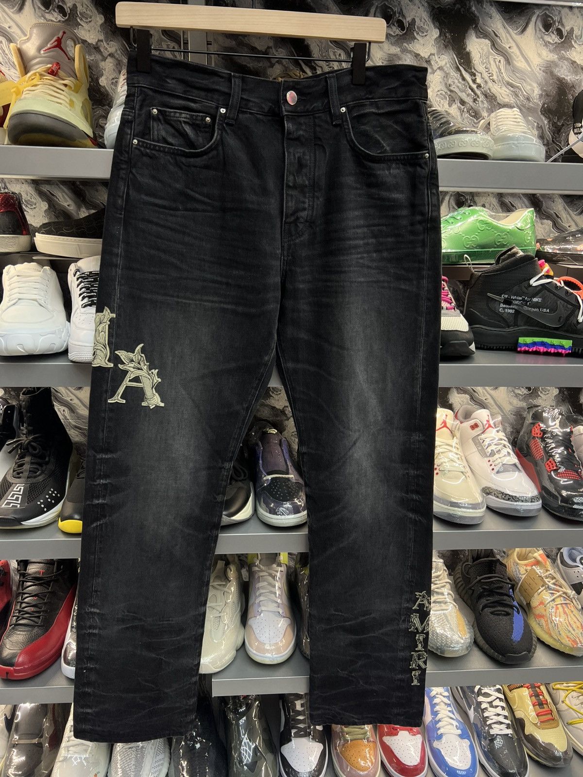 Amiri Amiri Baroque Logo Straight Leg Jeans Size US 30 / EU 46 - 1 Thumbnail