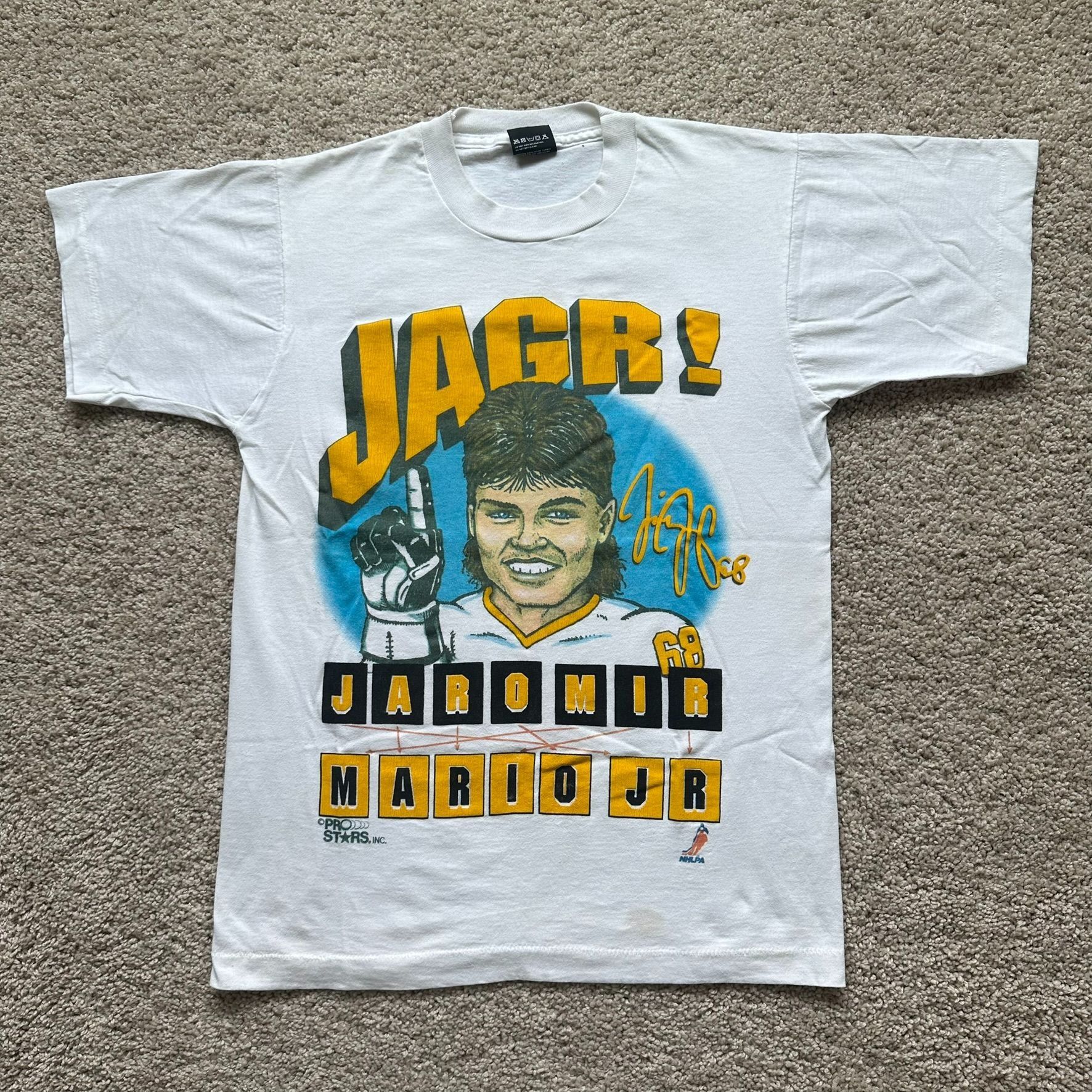 NHL Vintage 90s Jaromir Jagr Caricature T-Shirt Pittsburgh Pengu Size US S / EU 44-46 / 1 - 1 Thumbnail
