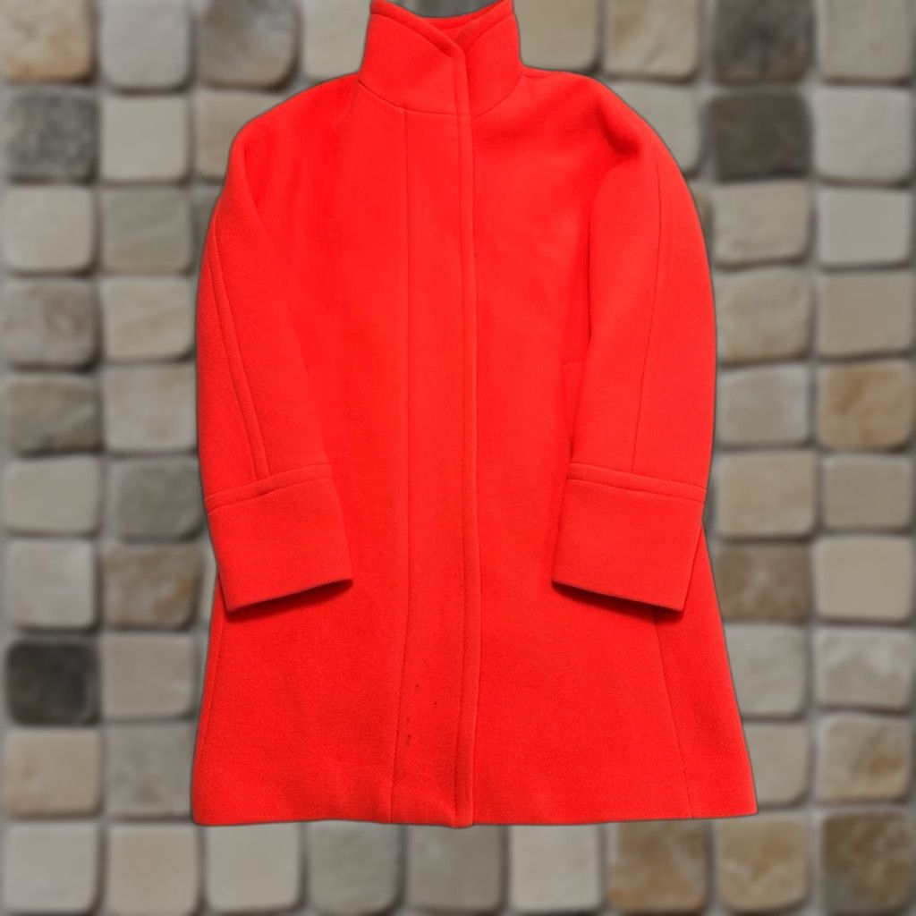 J.Crew VINTAGE J.CREW Coat Nello Gori Italian Stadium Cloth Orange Wool Pea Coat Womens 4 Zip Pockets Lined Funnel Neck Size S / US 4 / IT 40 - 1 Thumbnail