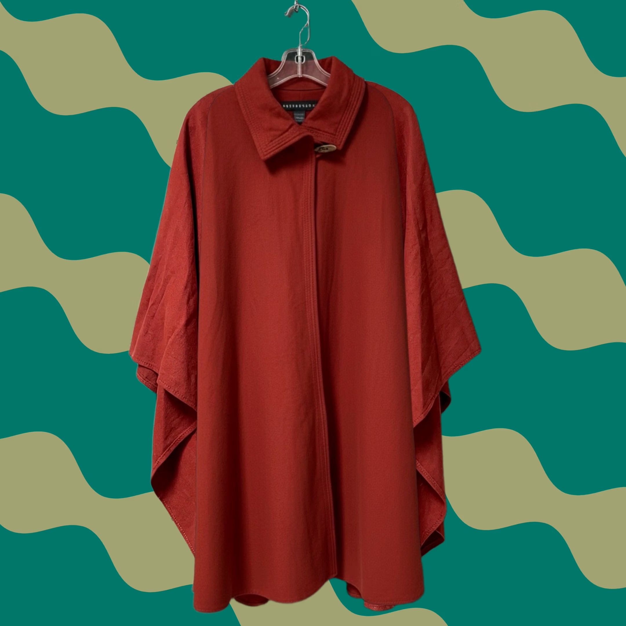 Vintage VINTAGE Apostrophe Women Red Wool Blend Collared Toggle Shawl Wrap Poncho Cape S Size S / US 4 / IT 40 - 1 Thumbnail