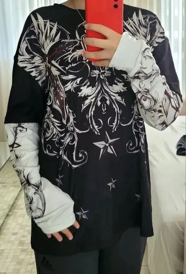 Other Women Print Patchwork Long Sleeve T-Shirts Size US M / EU 48-50 / 2 - 3 Thumbnail