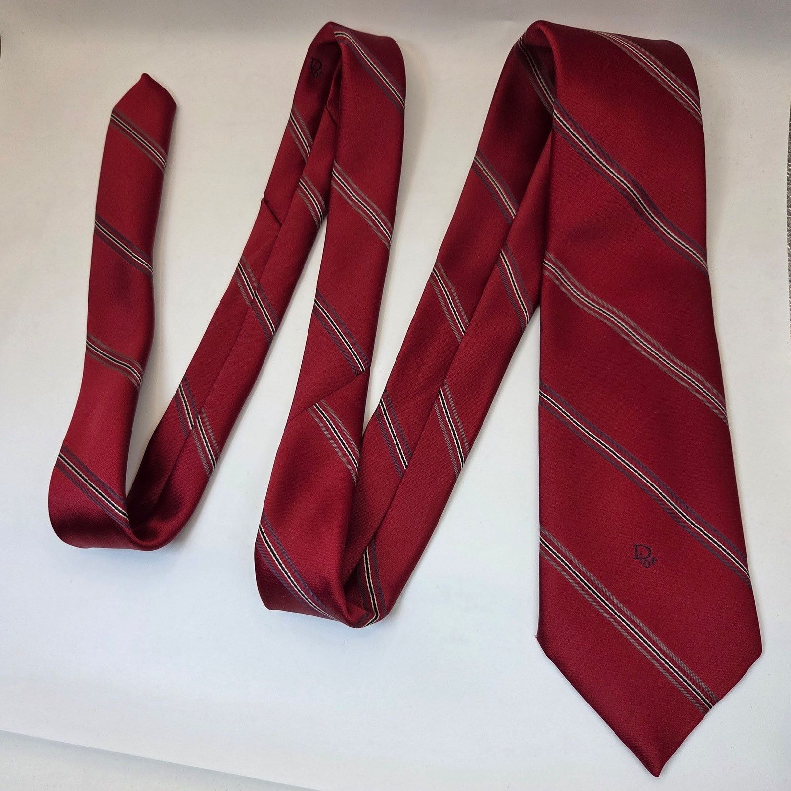 Dior Vintage Christian Dior Red Striped Designer Tie USA Size ONE SIZE - 2 Thumbnail