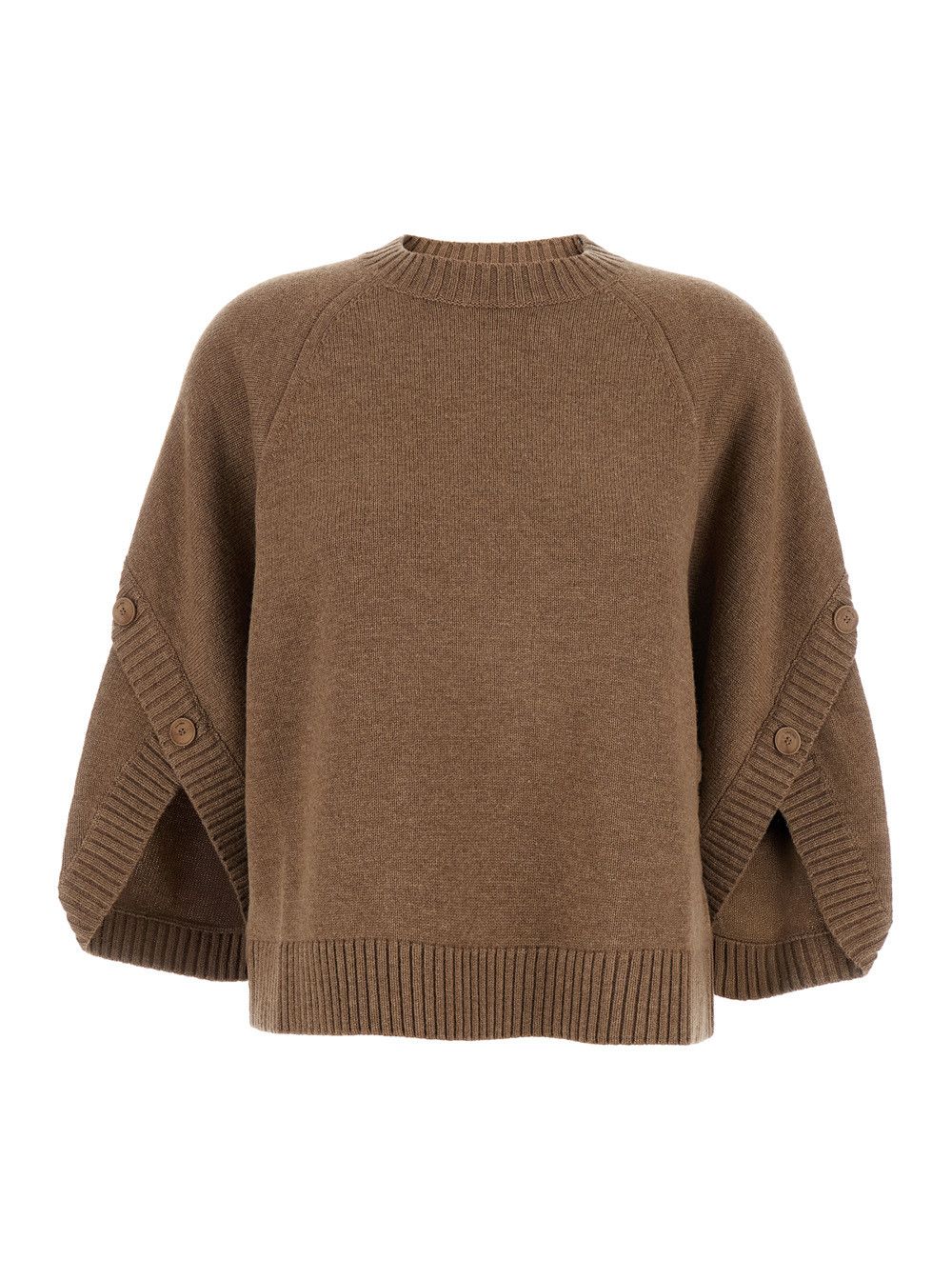 Max Mara 'Ampex' Brown Crewneck Sweater in Wool and Cashmere Woman Size M / US 6-8 / IT 42-44 - 1 Thumbnail