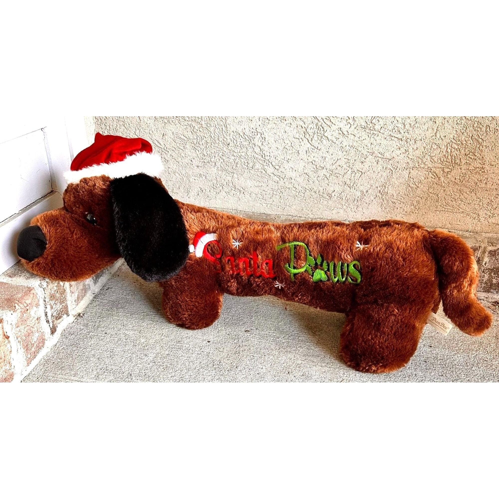 Designer × Vintage VTG Dan Dee Collectors Choice Dachshund Christmas Plush Sant Size ONE SIZE - 10 Thumbnail