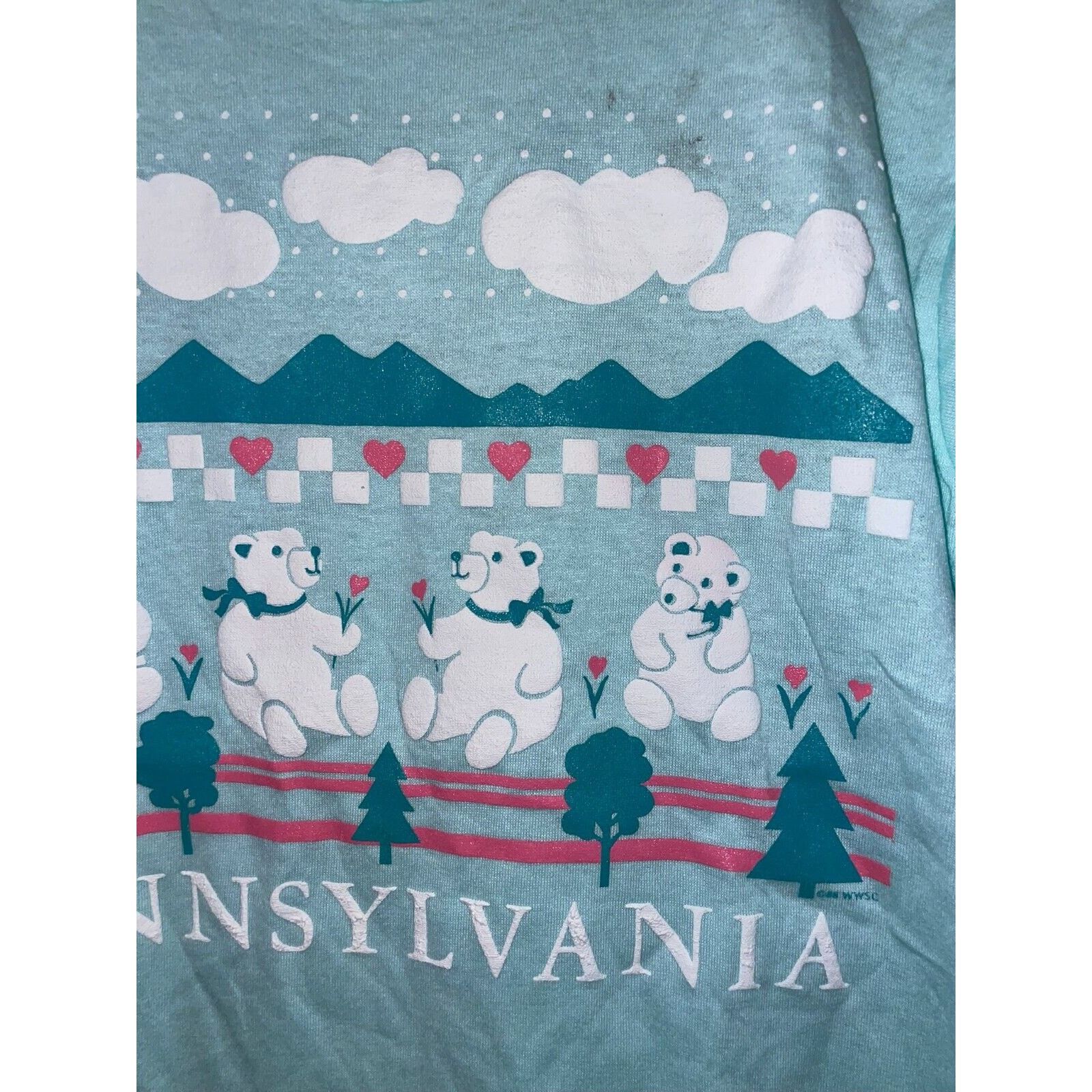 Jerzees 1980s Vintage Pennsylvania Shirt Teddy bear Blue Tee VTG M Size US S / EU 44-46 / 1 - 5 Thumbnail