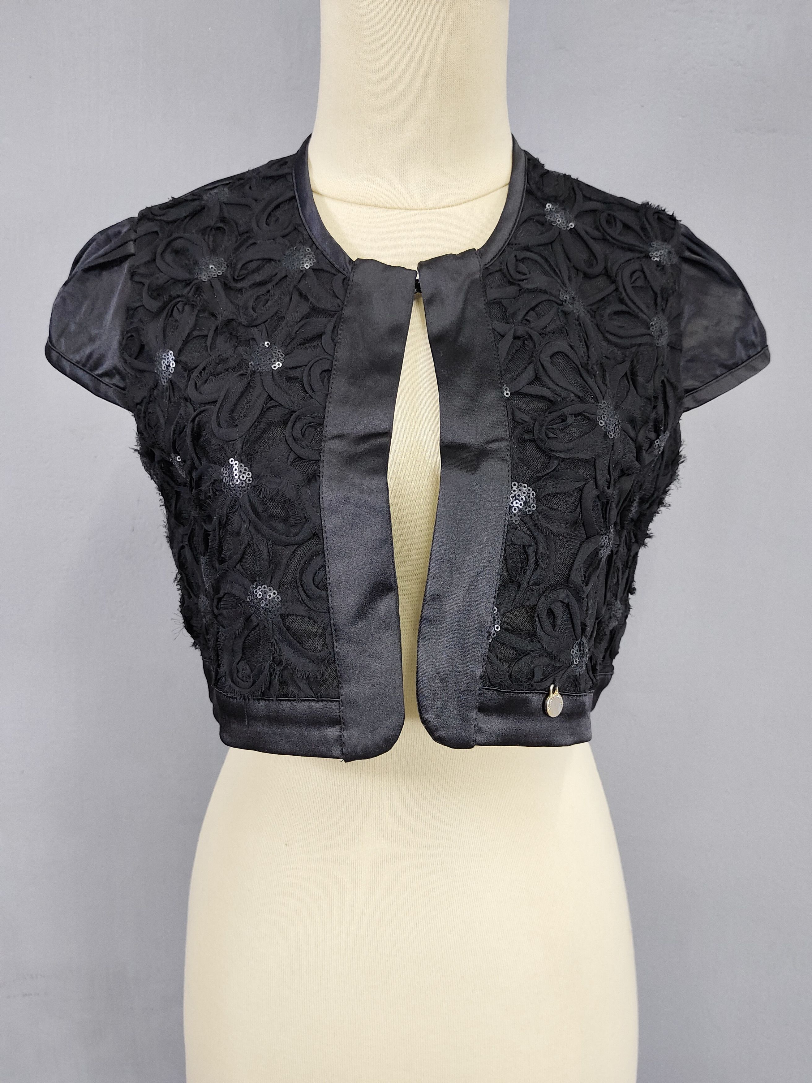 Seditionaries Rinascimento- Glam Romantic Sequin Floral Lace Bolero Jacket Size S / US 4 / IT 40 - 3 Thumbnail