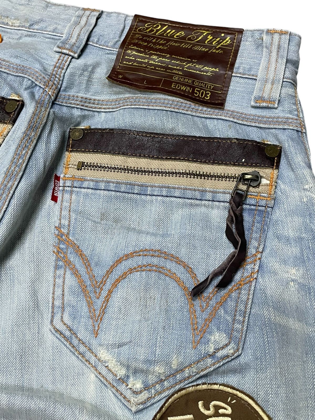 Edwin × Hysteric Glamour × Le Grande Bleu (L.G.B.) Edwin 503 Blue Trip Surf Edition Patched Flared Jeans Size US 30 / EU 46 - 21 Thumbnail