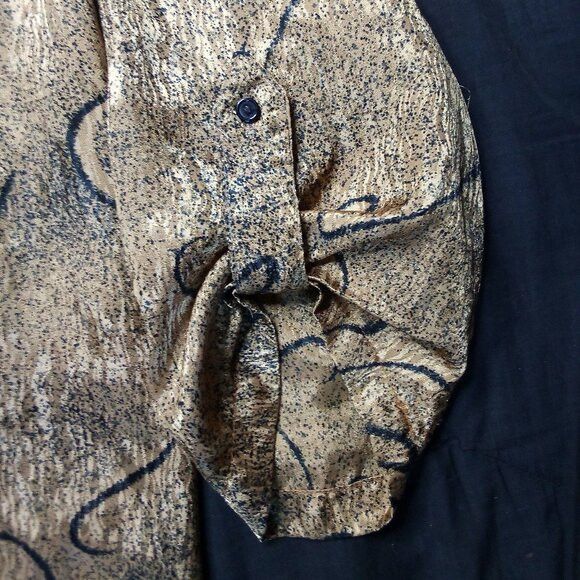 Vintage Vintage Abstract Strokes Gold Polyester Disco Shirt Size US L / EU 52-54 / 3 - 3 Thumbnail
