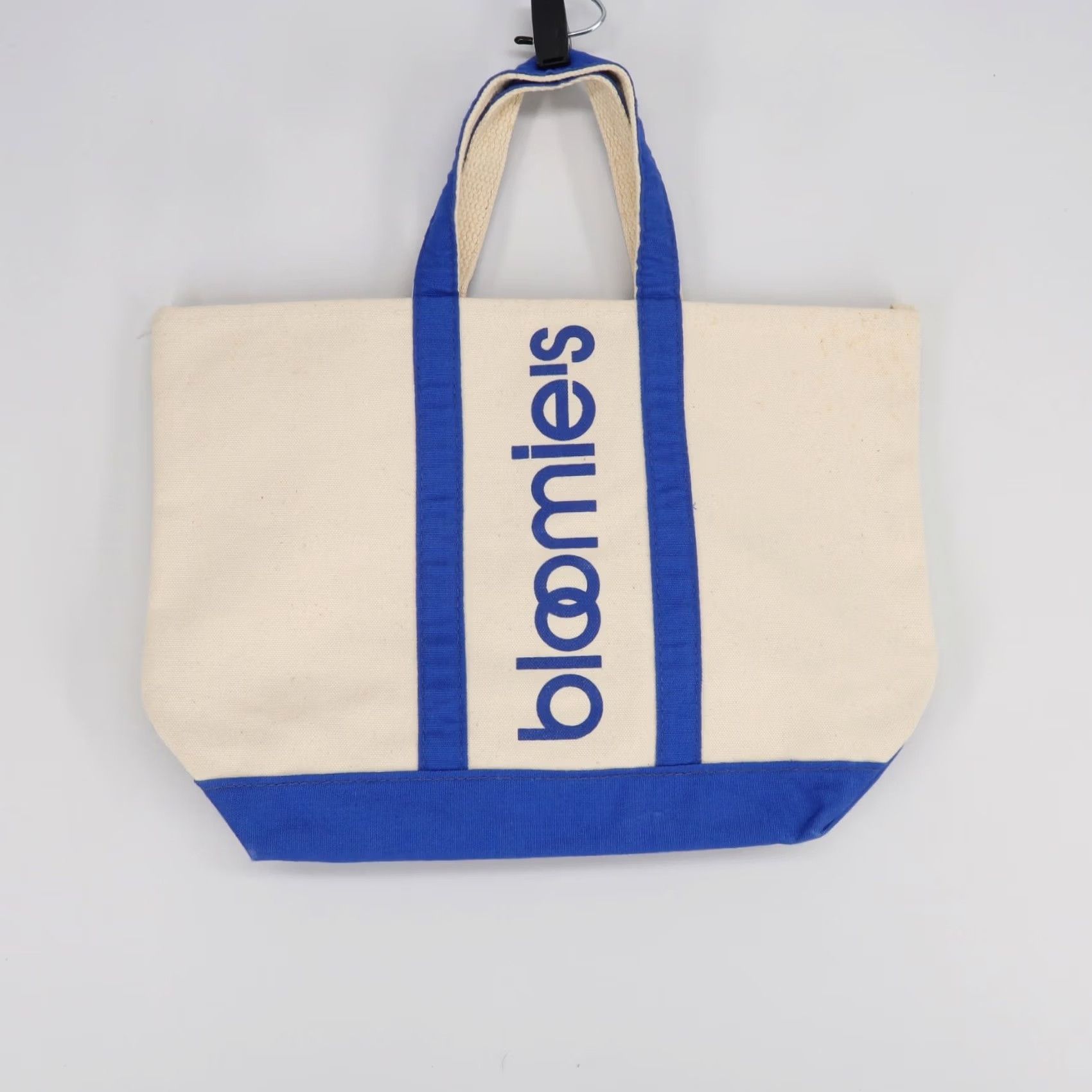 Bloomingdale's VINTAGE Bloomingdale's Bloomies Tote Bag Cream Logo Canvas Blue Tote Women Size ONE SIZE - 2 Thumbnail