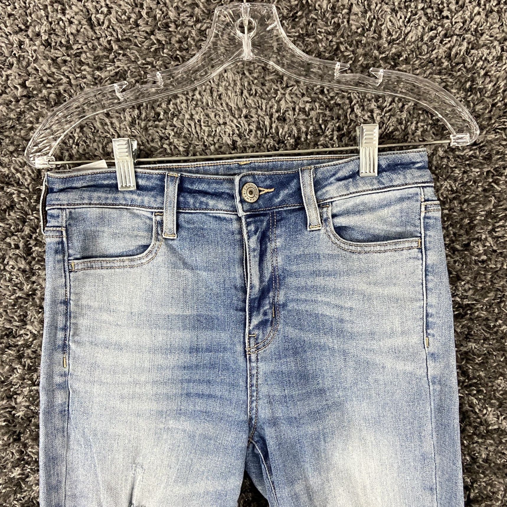 American Eagle Outfitters American Eagle Jeans Women’s Hi-Rise Super Stretch Begging Crop Distress Blue 4 Size 27" / US 4 / IT 40 - 7 Thumbnail