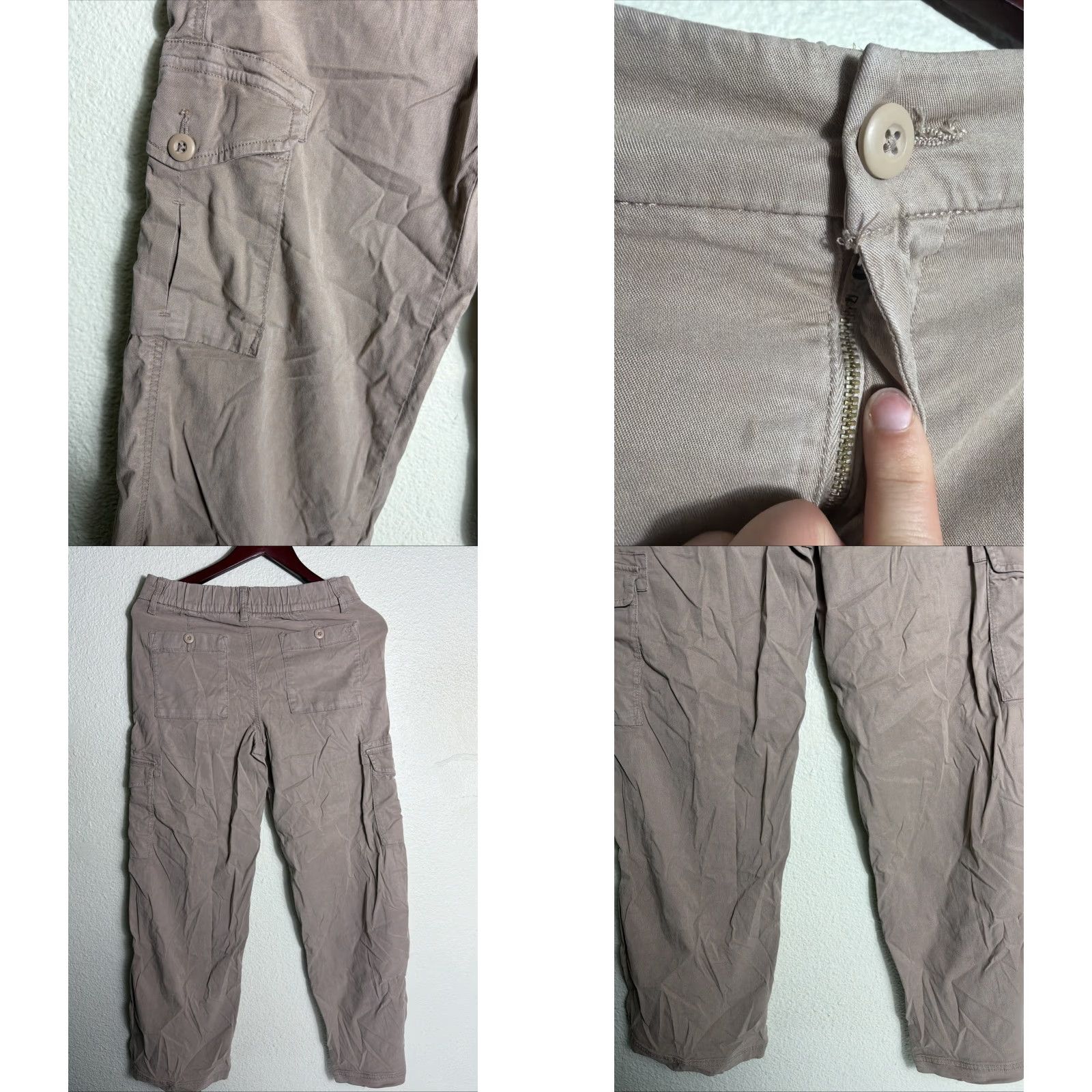 American Eagle Outfitters American Eagle Pants Womens 00 Short Khaki Mid Rise Wide Leg Baggy Cargo 28x30 Size 28" / US 6 / IT 42 - 8 Thumbnail