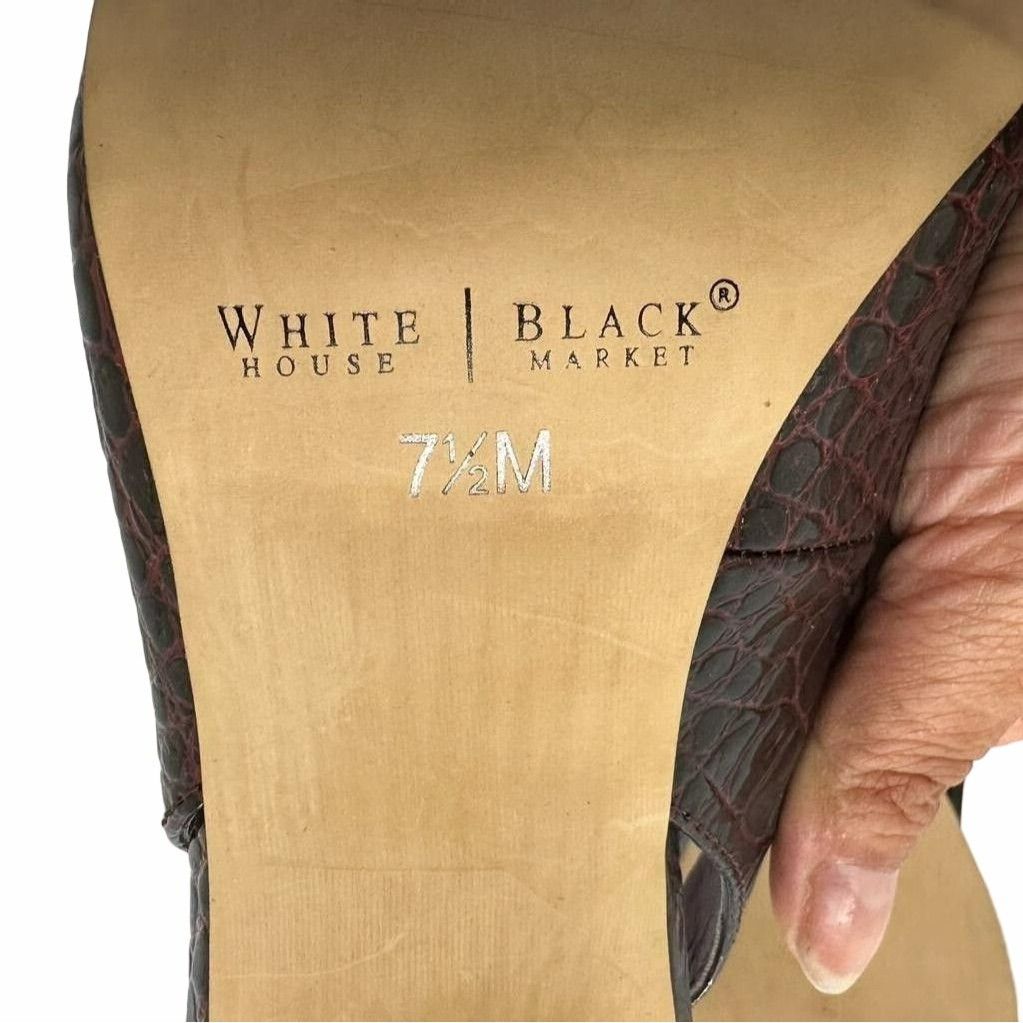 White House Black Market WHBM Sz 7.5 New Women's Slingback Heels RUDY Faux Croc Faux Size US 7.5 / IT 37.5 - 8 Thumbnail