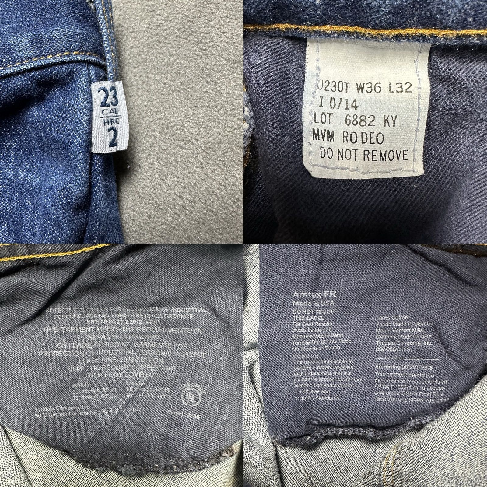Denime Tyndale FR Jeans Mens 35x31 Blue Denim Flame Resistant Straight USA EUC Size US 36 / EU 52 - 8 Thumbnail