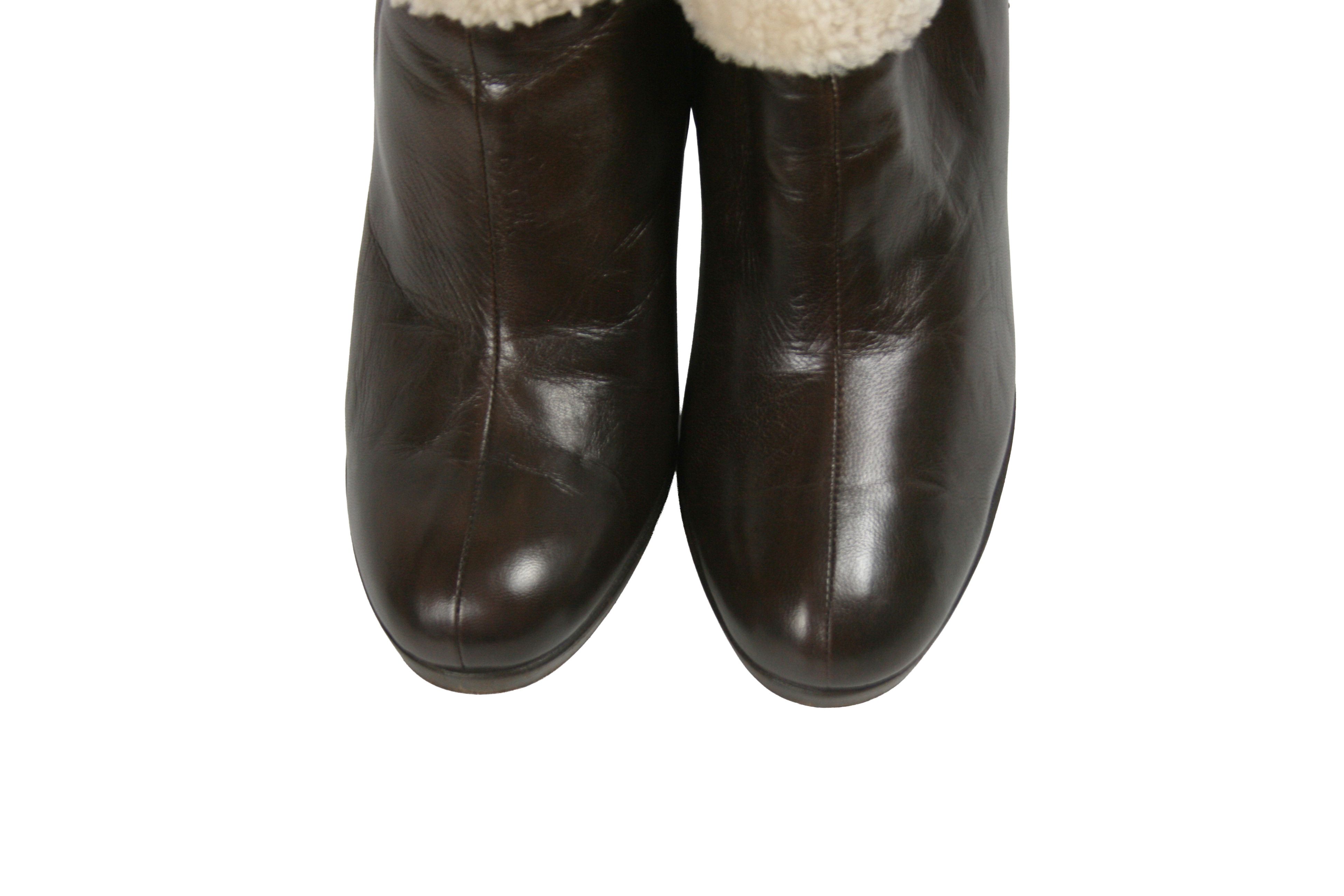 Miu Miu By Prada Ankle Heeled Sheerling Leather Boots Size US 6 / EU 39 - 5 Thumbnail