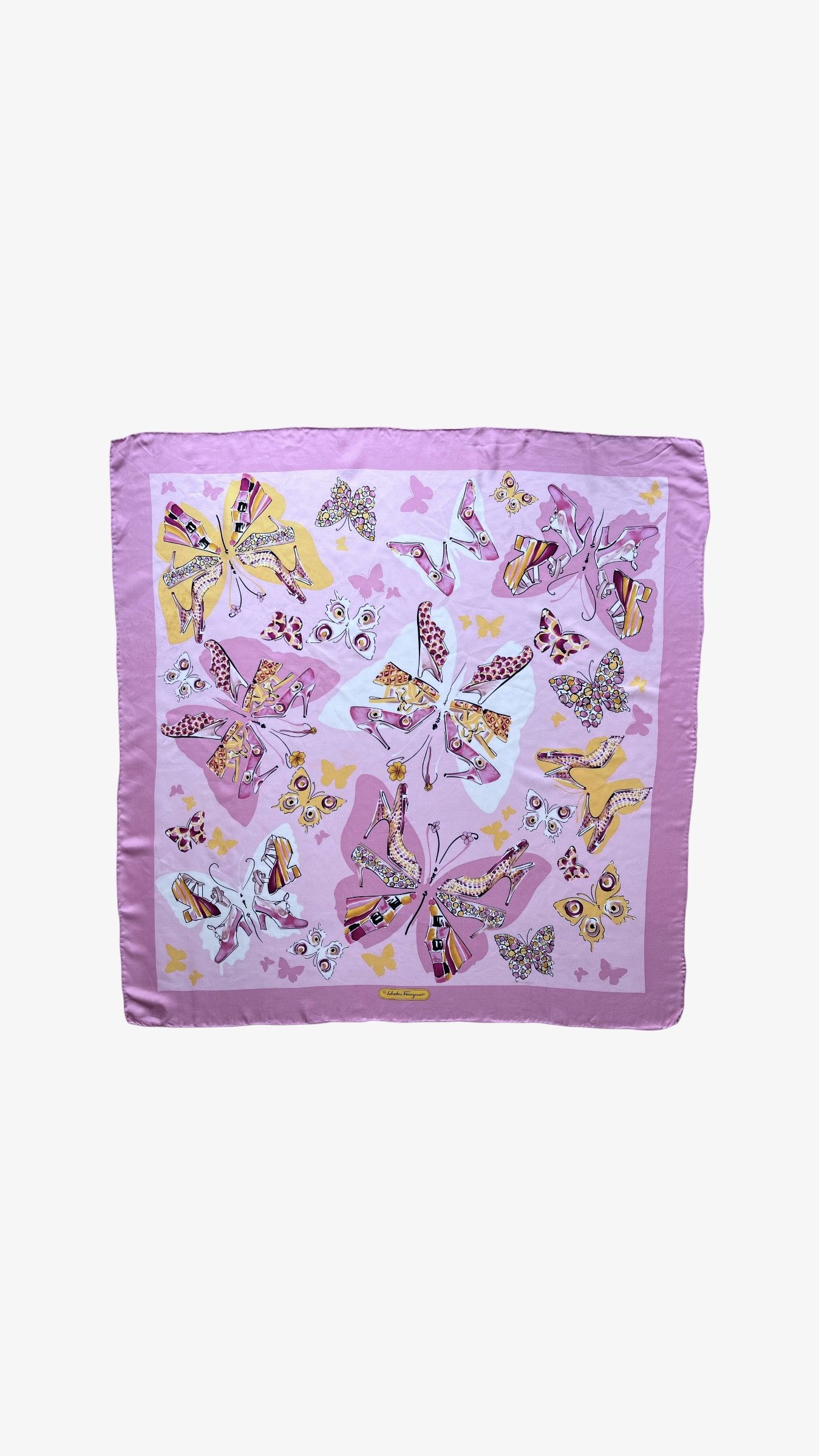 Salvatore Ferragamo Vintage 90s Salvatore Ferragamo Butterfly Print Silk Scarf Size ONE SIZE - 1 Thumbnail