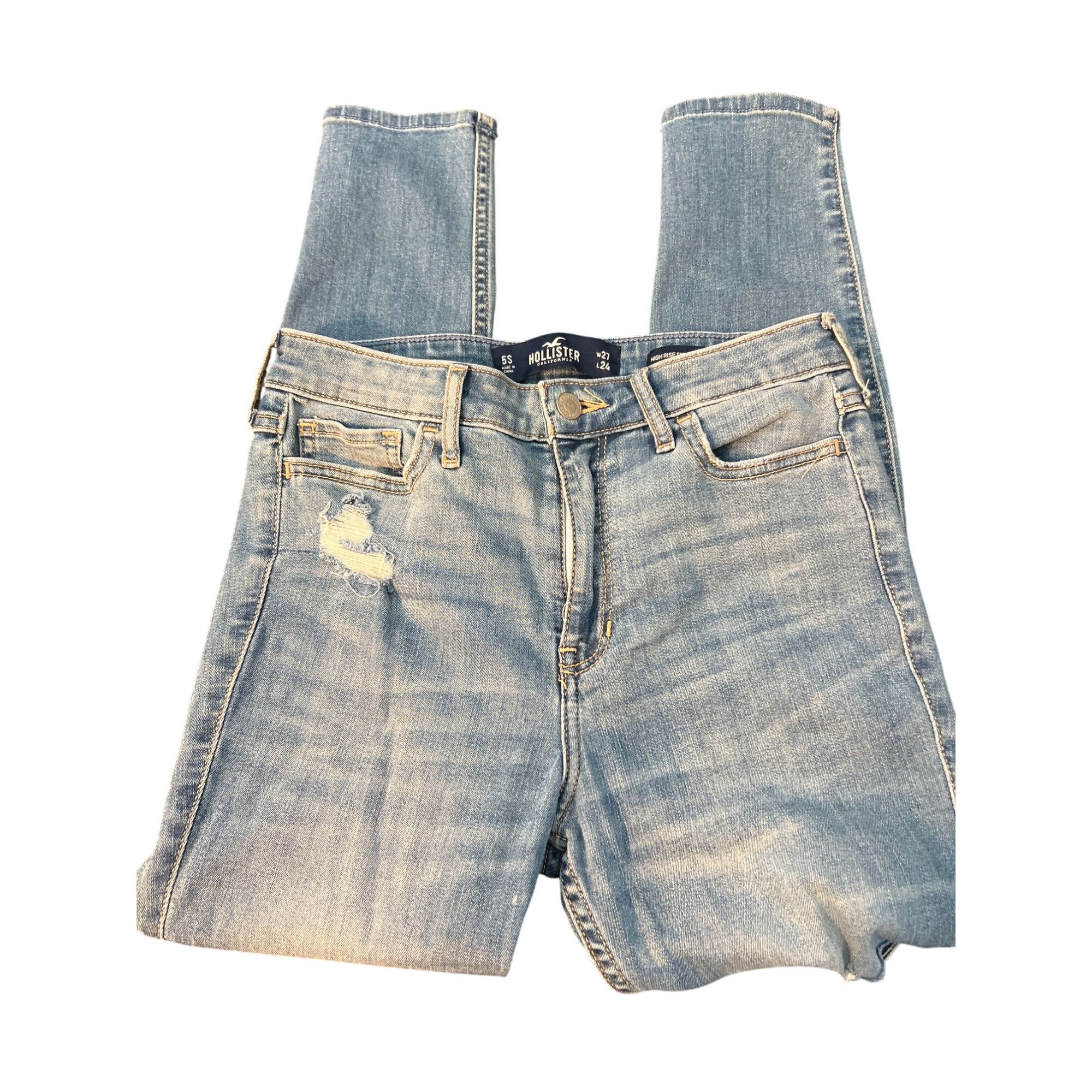 Hollister Hollister High Rise Super Skinny Crop Jeans Distressed Light Size 26" / US 2 / IT 38 - 3 Thumbnail