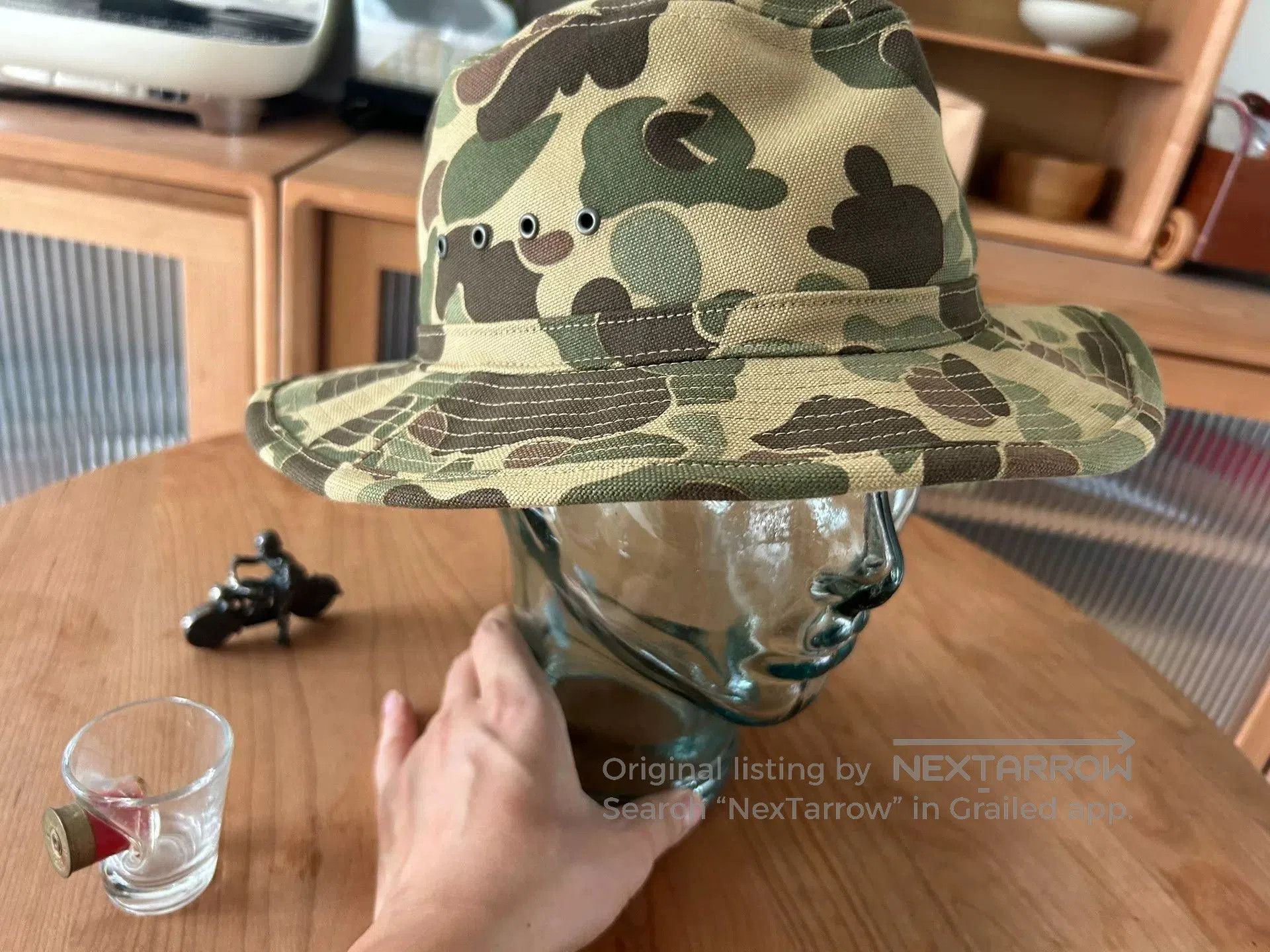 Freewheelers camo pattern wide-brim bucket hat. Size ONE SIZE - 3 Thumbnail