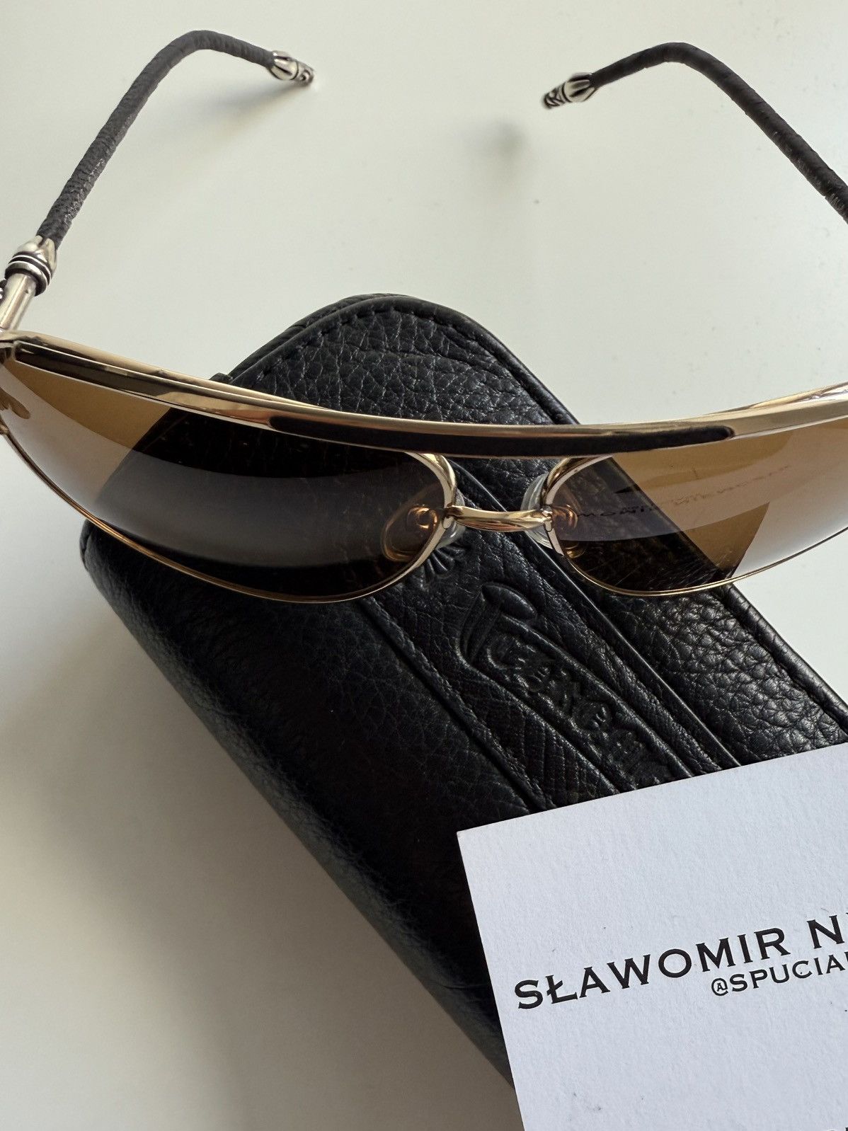 Chrome Hearts Chrome Hearts 14k gold plated leather aviator sunglasses Size ONE SIZE - 8 Thumbnail