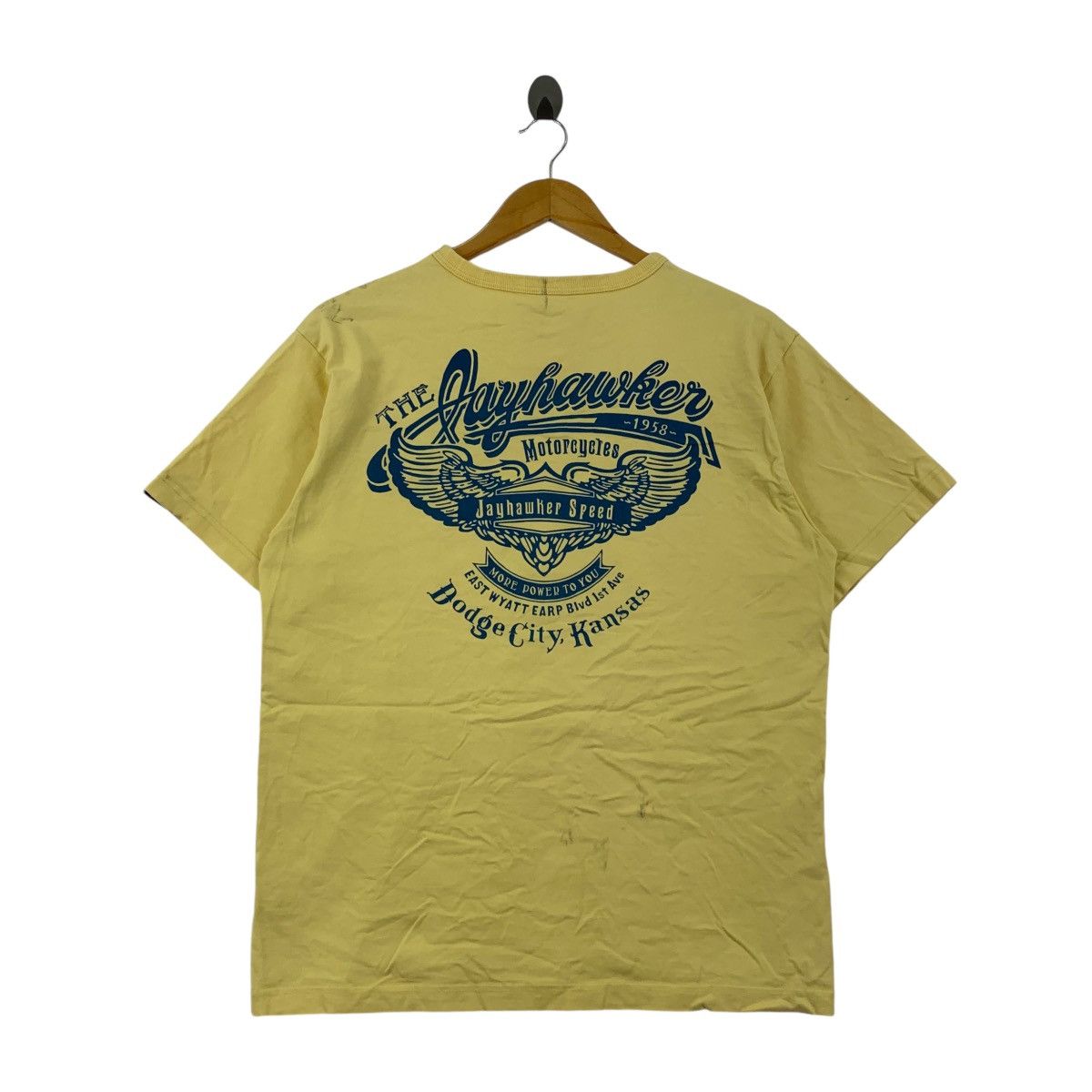 Vintage Vintage THE JAYHAWKER MOTORCYCLES Speed Tee Shirt Size US L / EU 52-54 / 3 - 4 Thumbnail