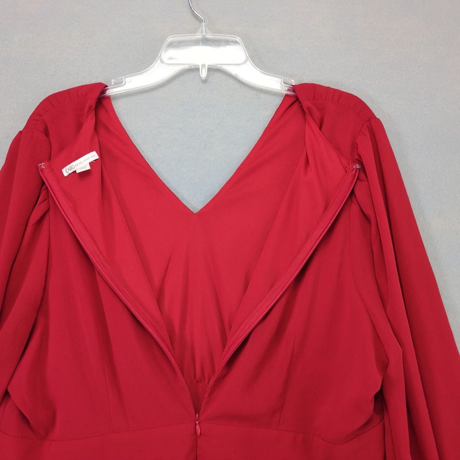 Other Cato Red Layered Midi Dress Size 16W Long Sheer Puff Sleeves Size XXL / US 16-18 / IT 52-54 - 4 Thumbnail