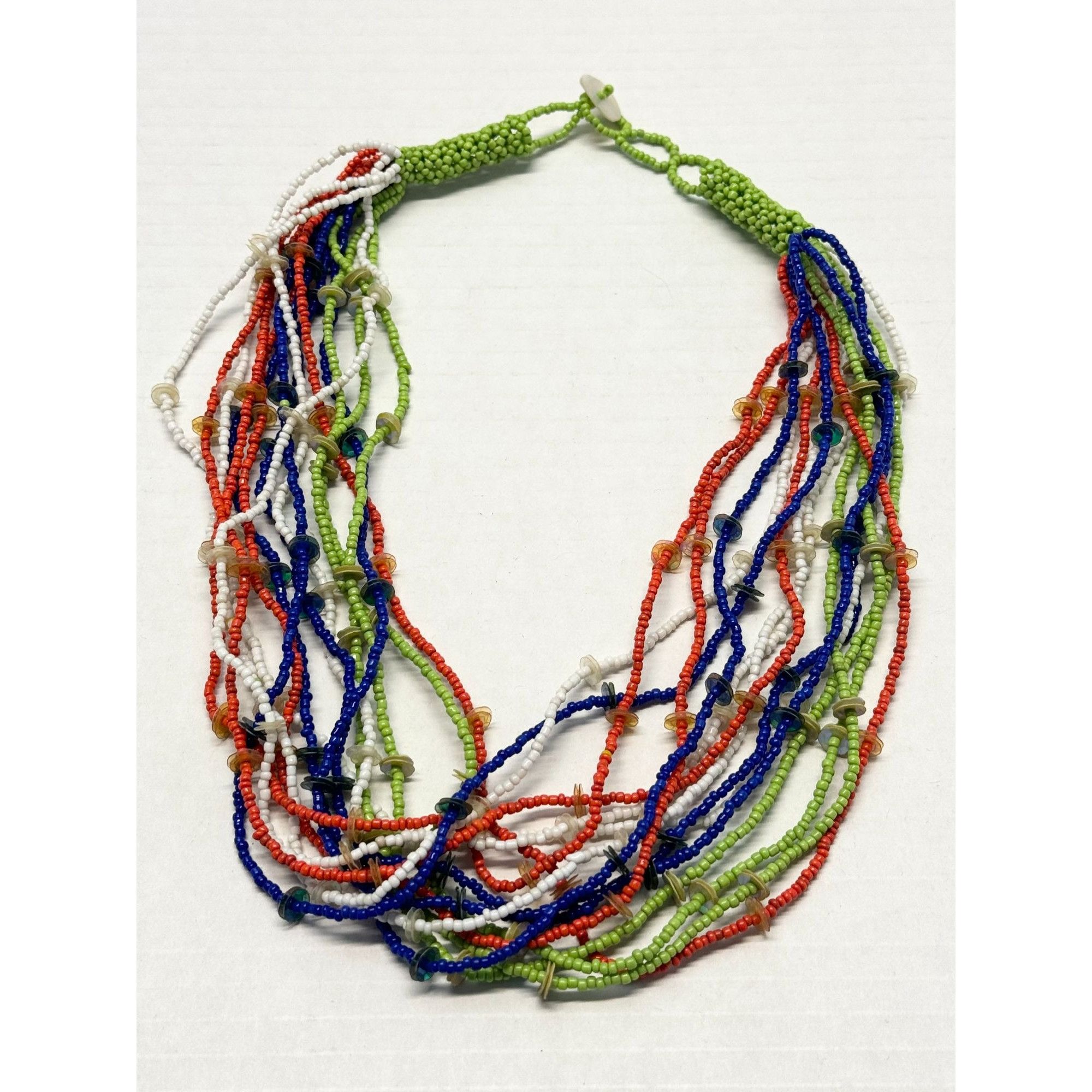 Vintage multi strand colorful sequin shell beaded necklace