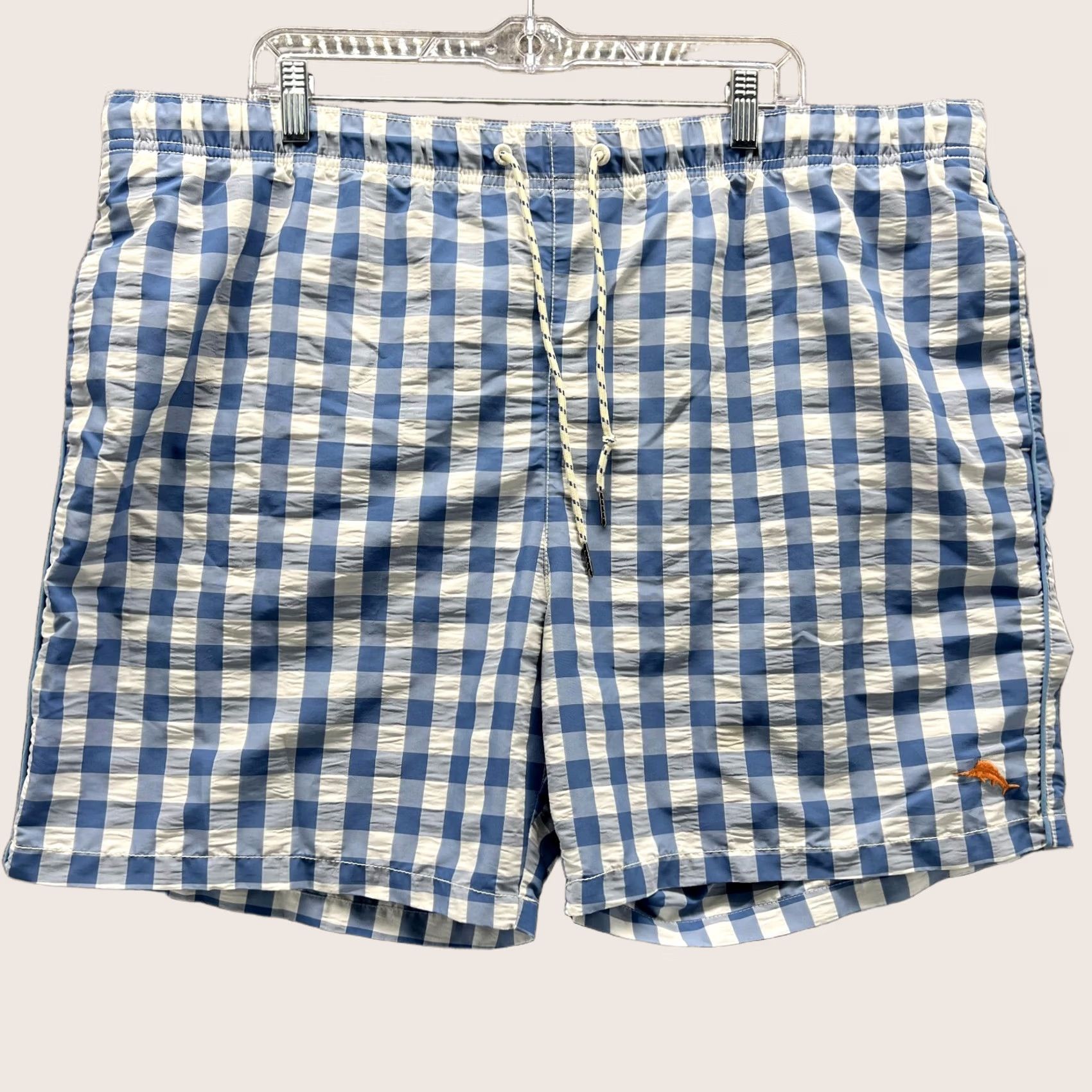 Tommy Bahama Tommy Bahama Shorts Men 2XL Blue Checkered Drawstring Elastic Waist Swim Trunks Habitat Outdoor Beachwear Mens Size US 39 - 1 Thumbnail