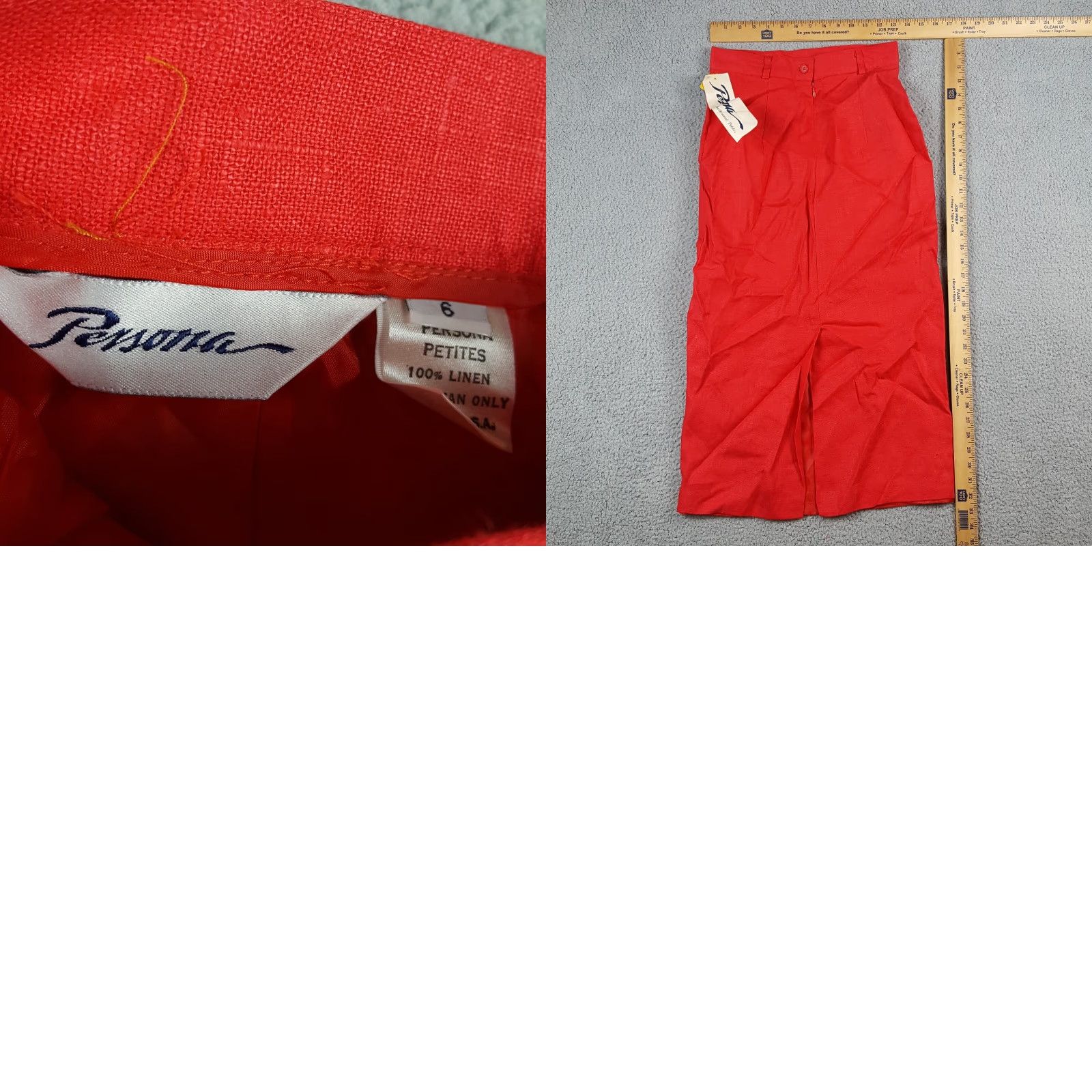 Vintage VINTAGE 80s Linen Pencil Skirt Women's Size 6 Red Long Zip Up Persona USA Made Adult Women Size 28" / US 6 / IT 42 - 8 Thumbnail