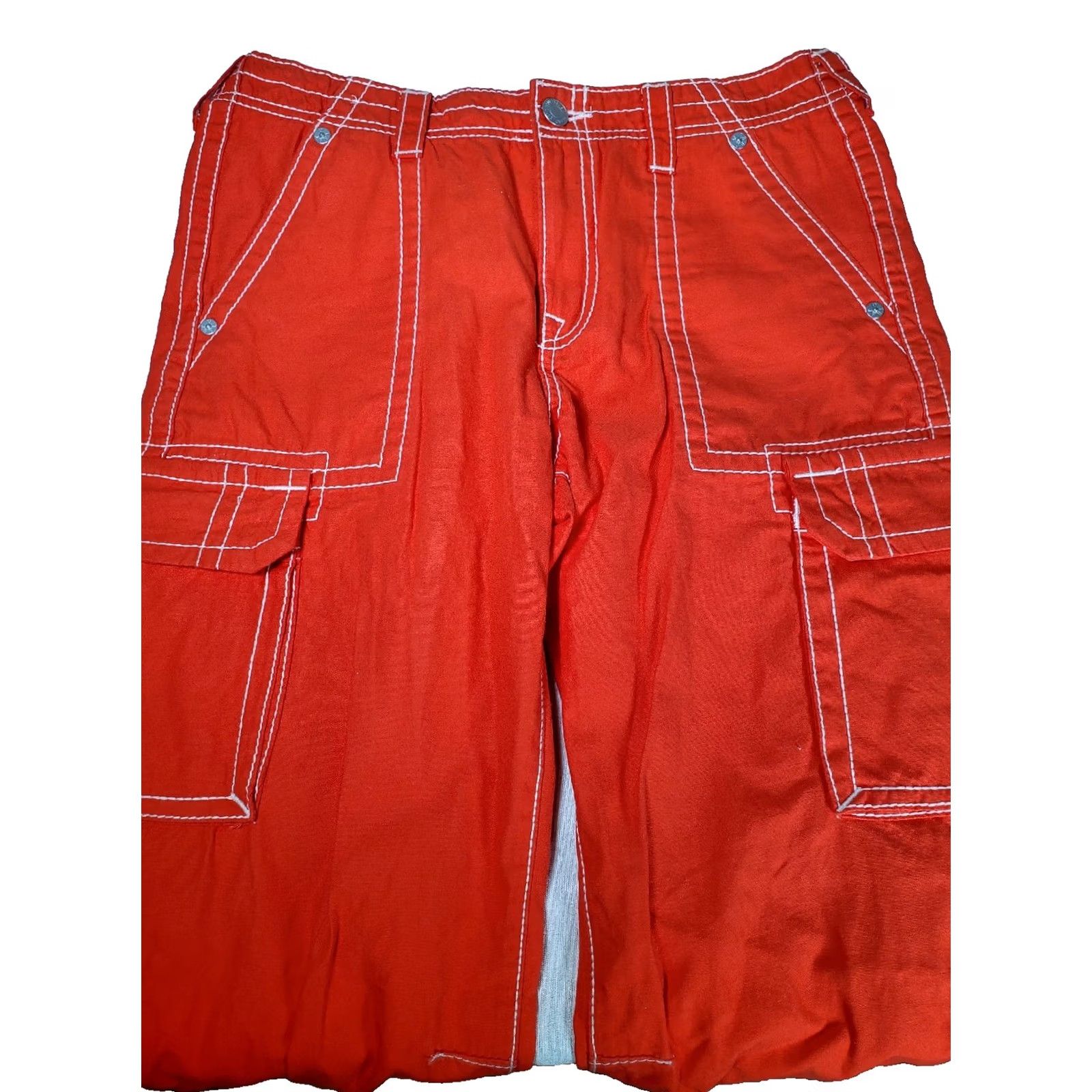 True Religion VINTAGE True Religion Military Cargo Big T Pants Fiery Red Cotton Women's Size 30 Size 30" / US 8 / IT 44 - 4 Thumbnail