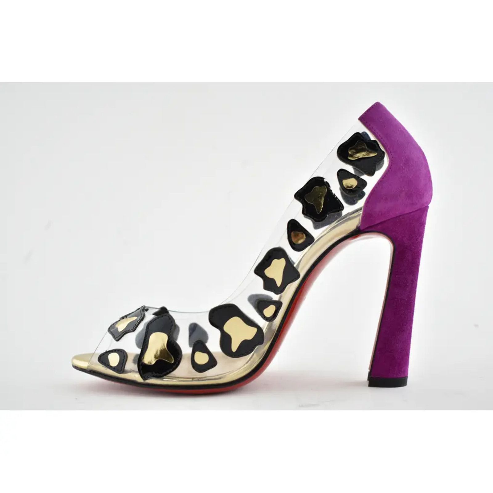Christian Louboutin Christian Louboutin Parsefal 100 Black Gold PVC Patent Size US 7.5 / IT 37.5 - 8 Thumbnail