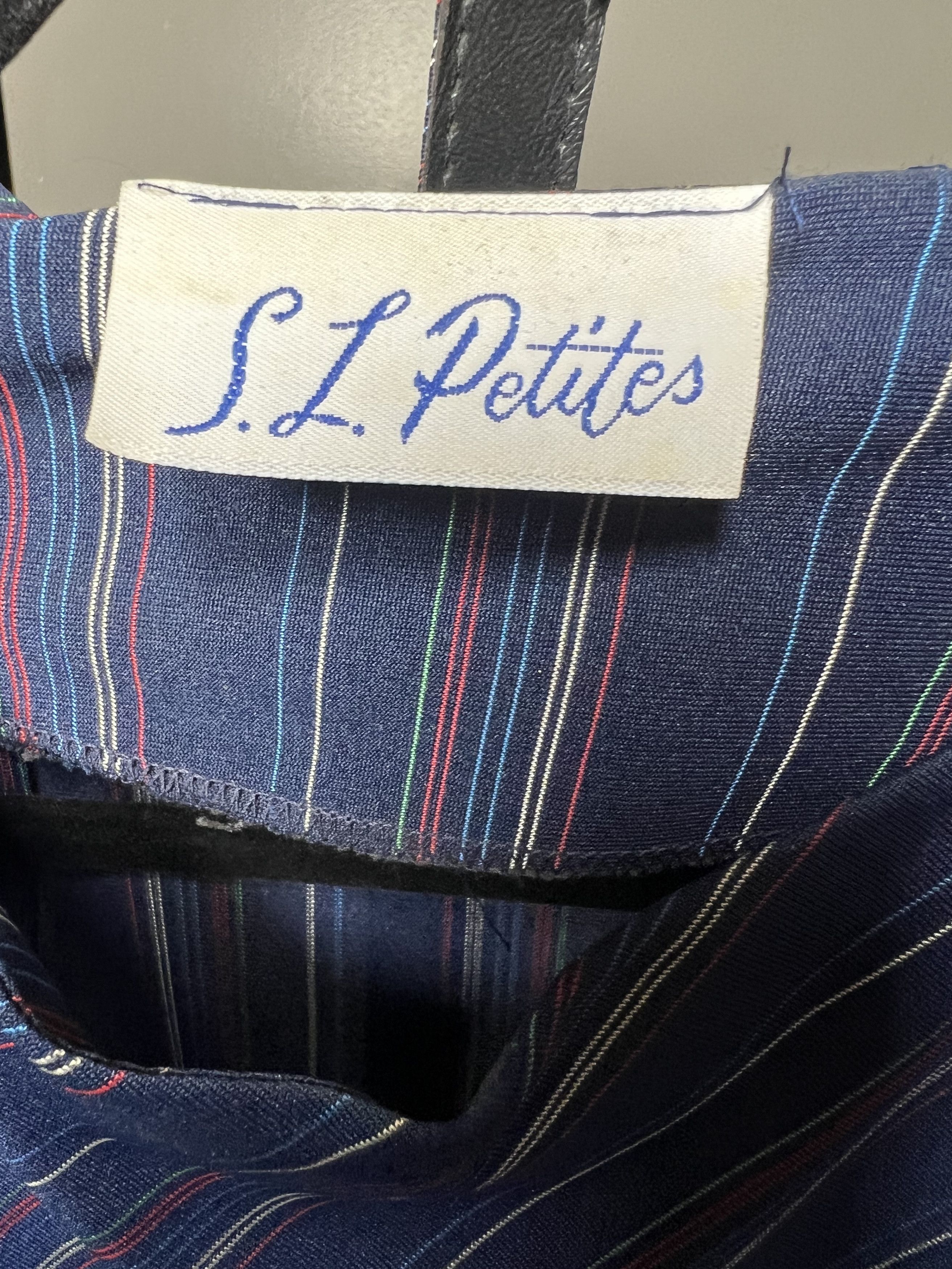 Other × Vintage Vintage 70's-80's S.L. Petites Blue Stripe Long Sleeve Dress Size M / US 6-8 / IT 42-44 - 4 Thumbnail