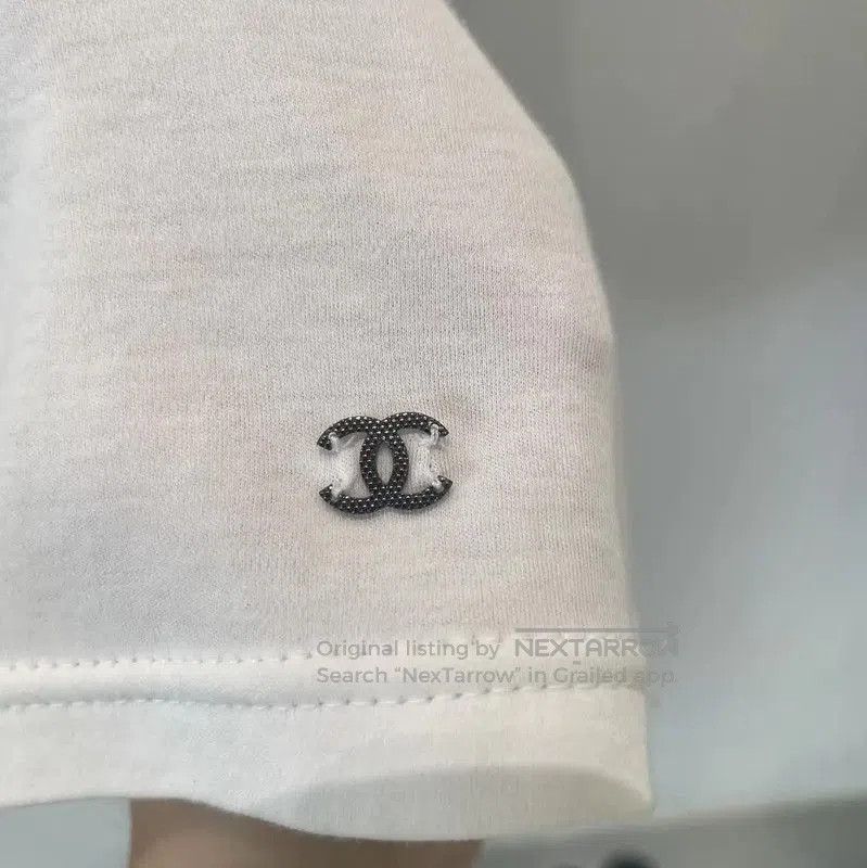 Chanel Chanel White Cotton T-Shirt with Distinctive Trim . Size S / US 4 / IT 40 - 5 Thumbnail