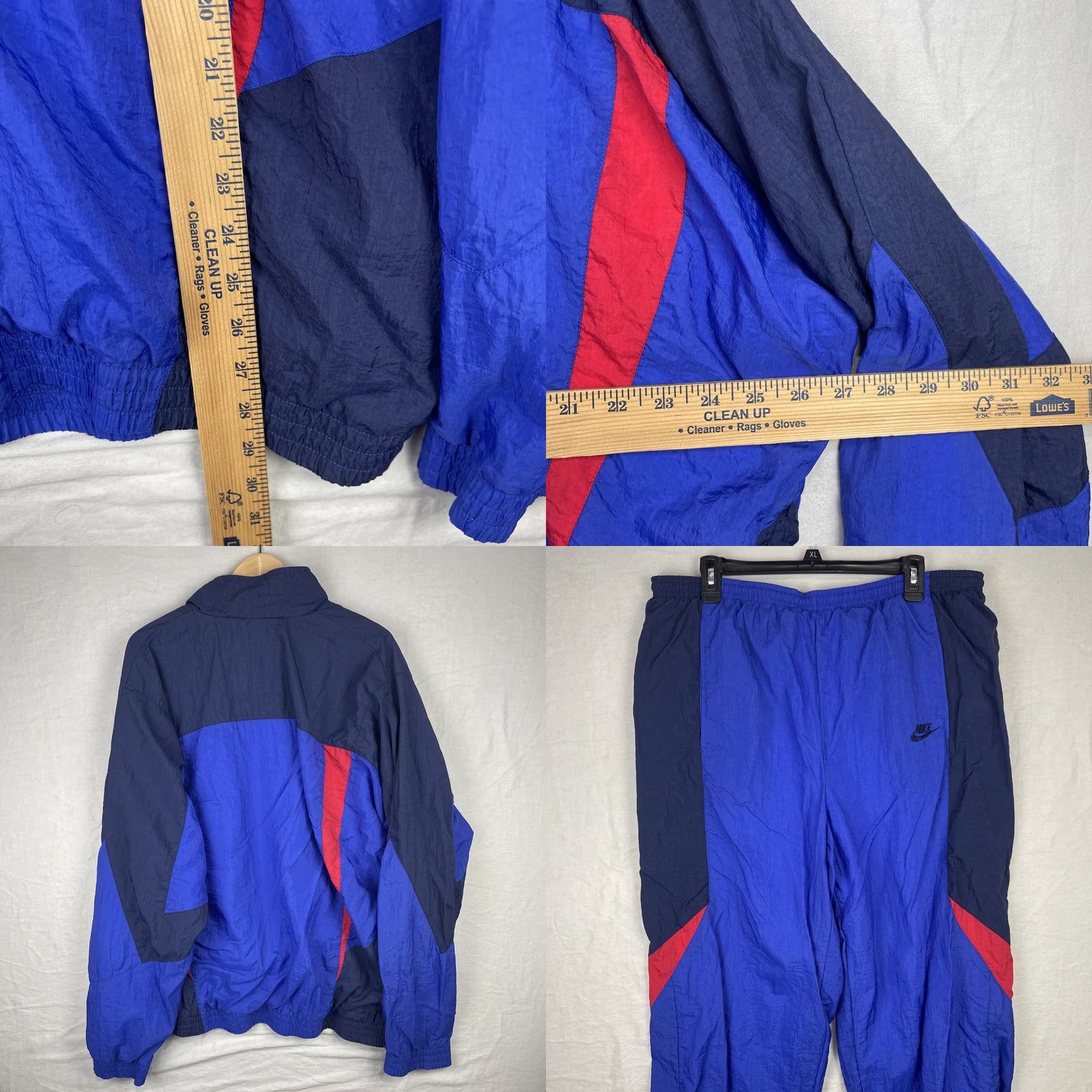 Nike VINTAGE Nike Tracksuit Mens XL Blue Track Jacket Pants Full Zip Snap Lined Size 46R - 8 Thumbnail