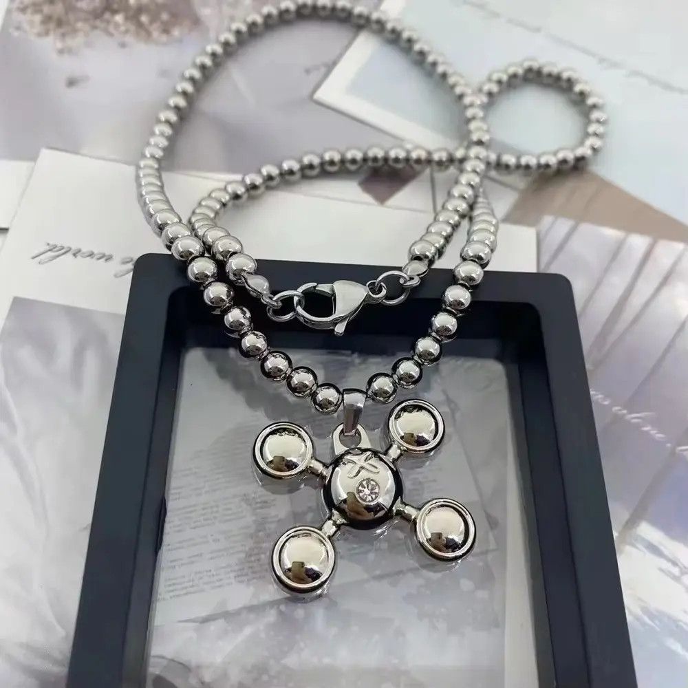 Jewelry Round Bead Chain Quadangle Ball Pendant Size ONE SIZE - 2 Thumbnail