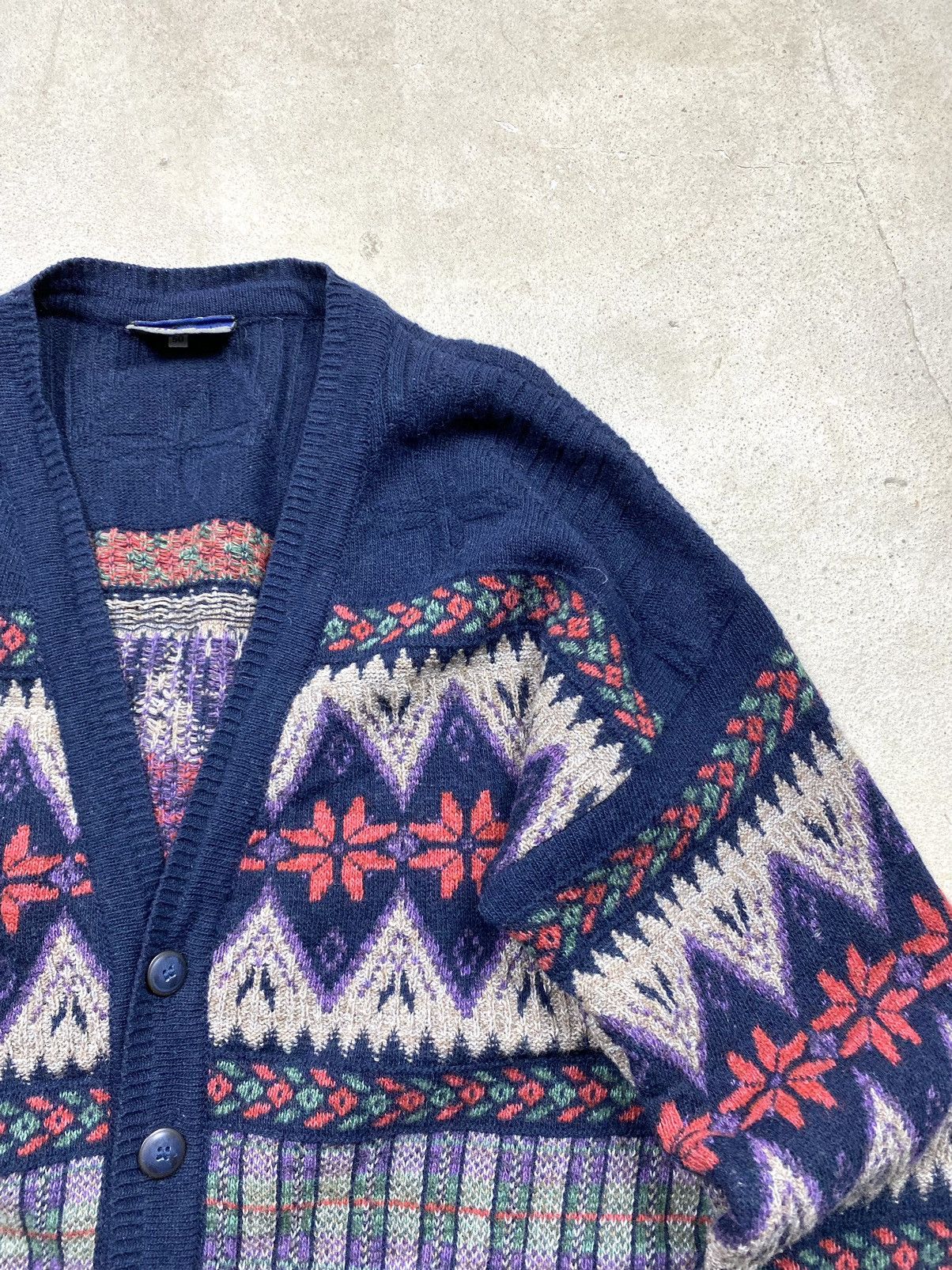 Vintage Rare! Vintage 90’s Knit Pattern Cardigan Sweater Coogi Style Size US L / EU 52-54 / 3 - 4 Thumbnail