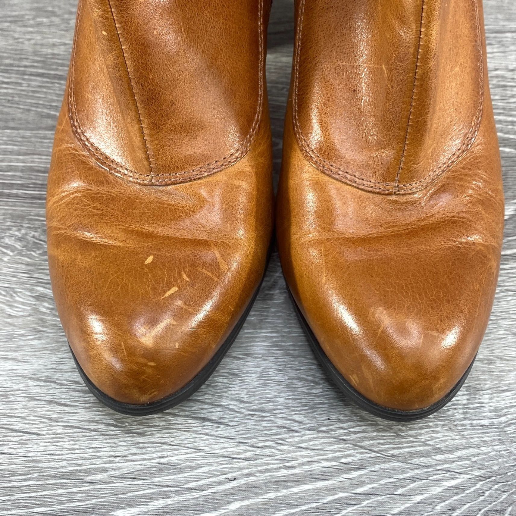 Born VINTAGE Born Womens Brown Leather Ankle Booties High Heel Buckles Side Zipper Size 9 Size US 9 / IT 39 - 4 Thumbnail