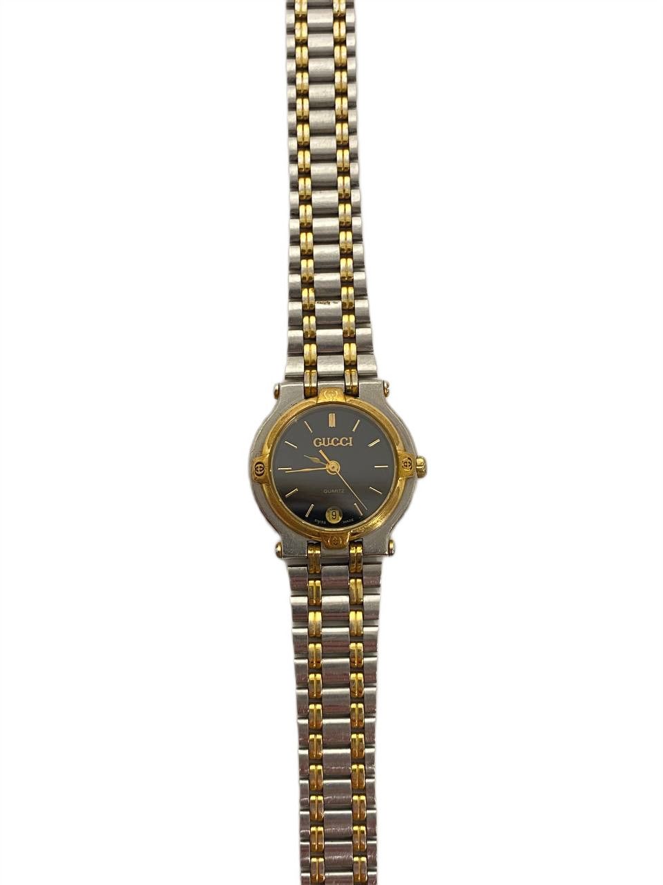 Gucci 9000L Gold Silver Round Quartz Watch Swiss Vintage, Women's