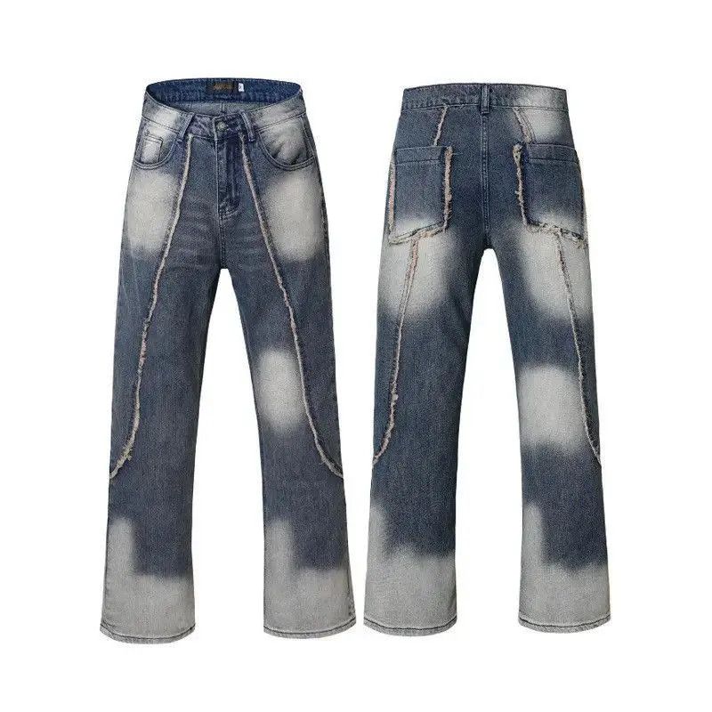 Japanese Brand Retro loose straight leg fringed jeans Size US 32 / EU 48 - 5 Thumbnail