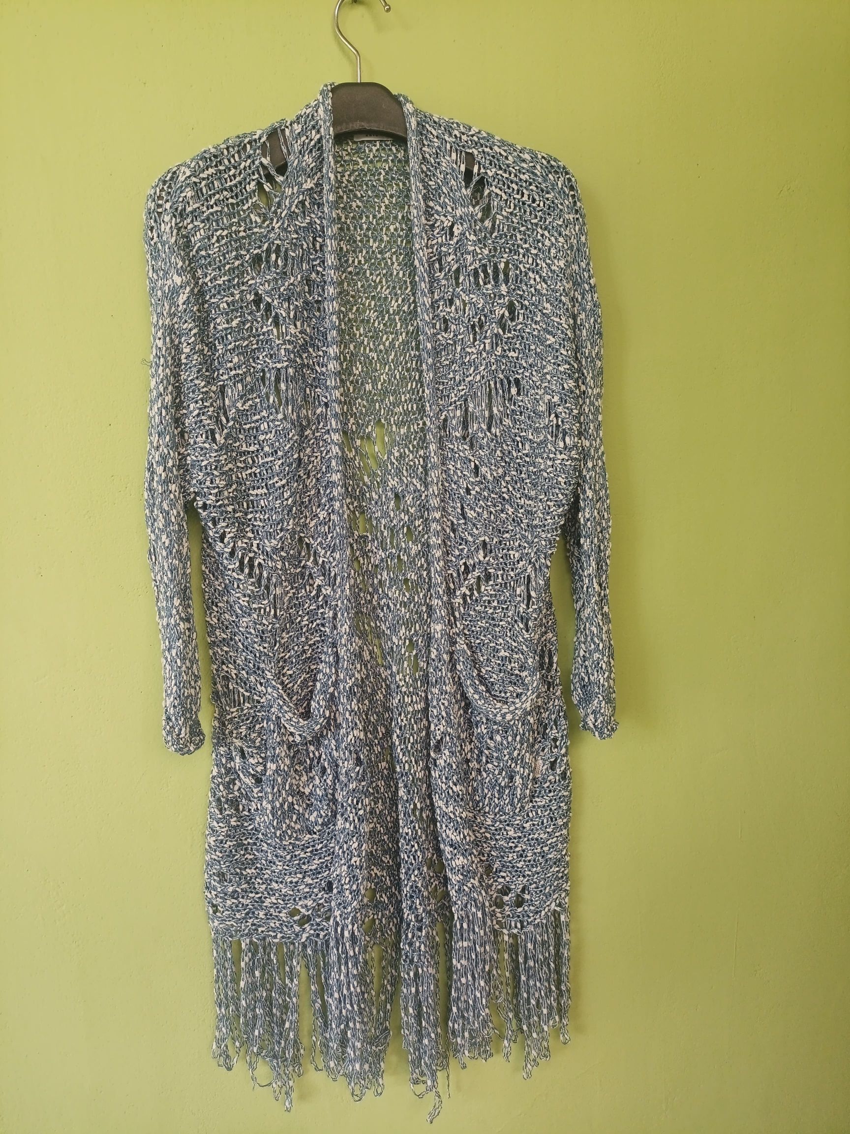 Other A.P Design Fashion Distressed Tassel Cable Knit Cardigan Size L / US 10 / IT 46 - 8 Thumbnail